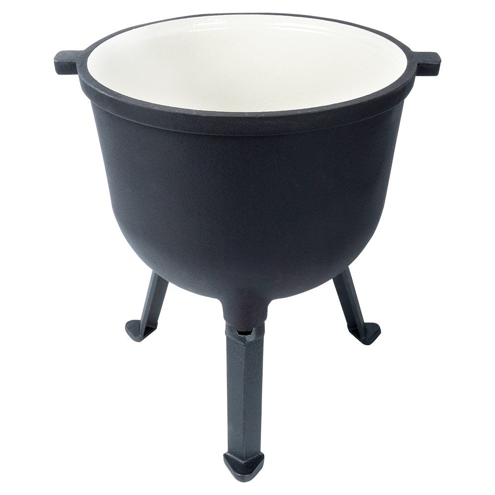 Enamel pot on legs with lid, 10L, for open fire