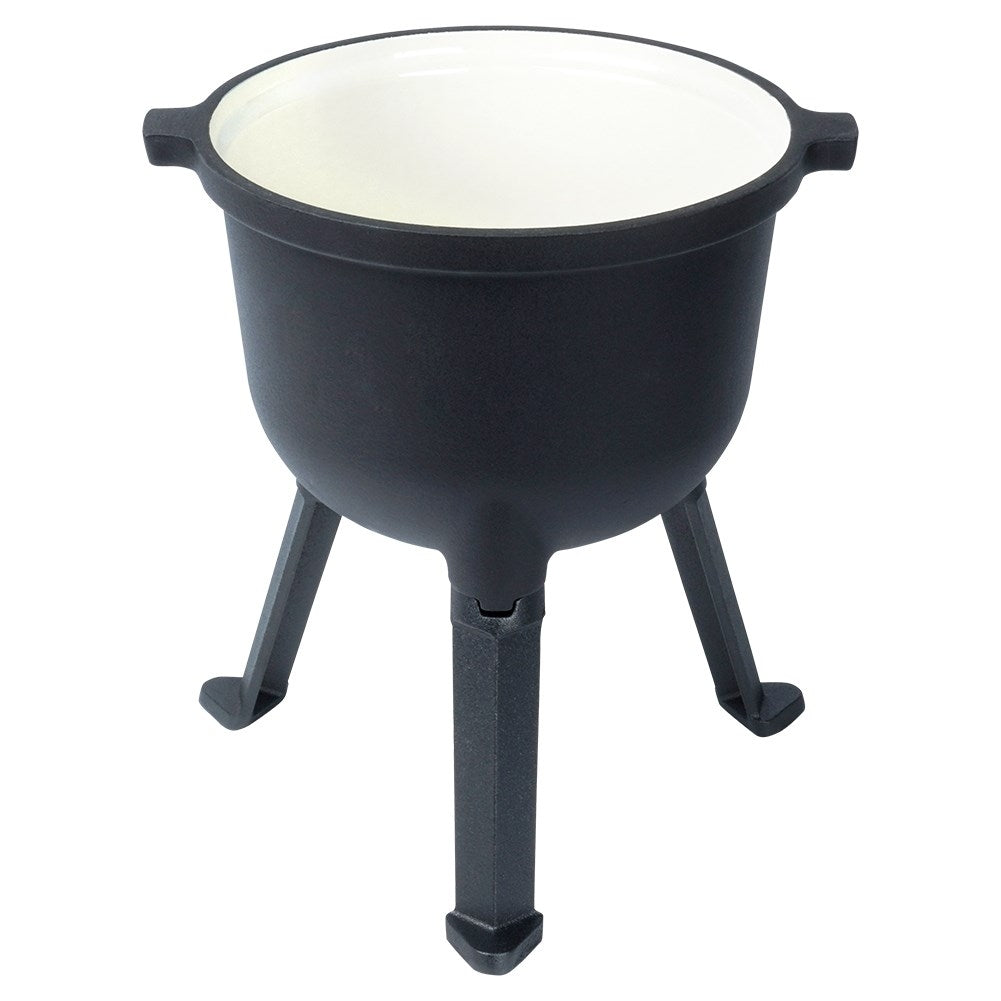 Enamel pot on legs with lid, 4L - Open fire