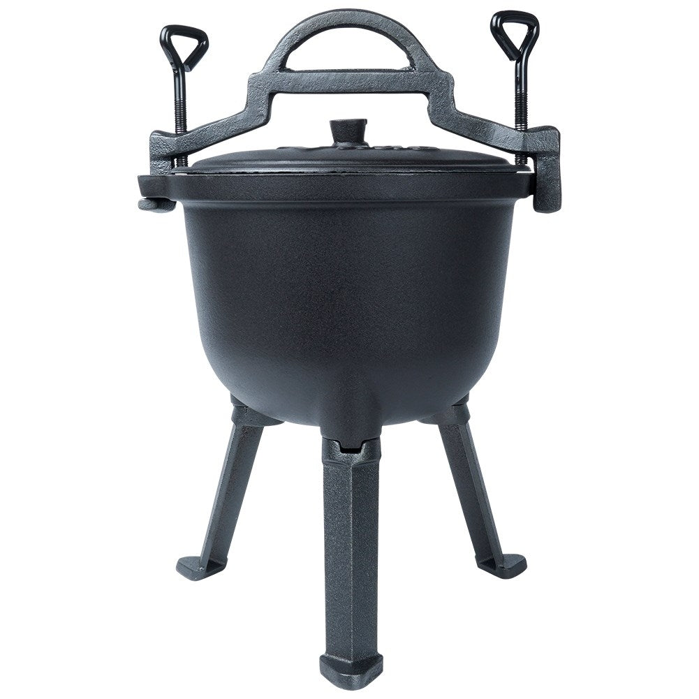 Enamel pot on legs with lid, 4L - Open fire