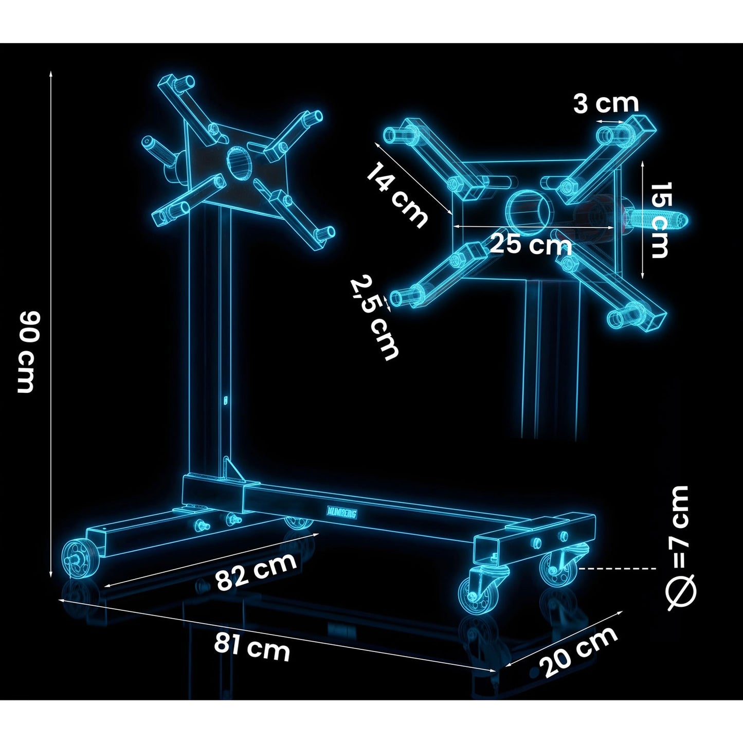 Engine Stand 450 kg Capacity, 360 Rotation, Steel-Aluminum