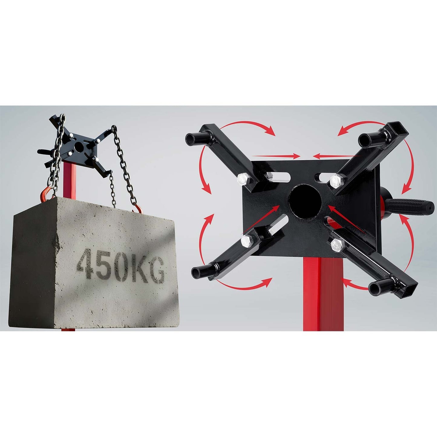Engine Stand 450 kg Capacity, 360 Rotation, Steel-Aluminum
