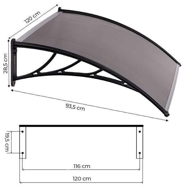 Entrance Door Canopy 120x100 cm Polycarbonate Cover