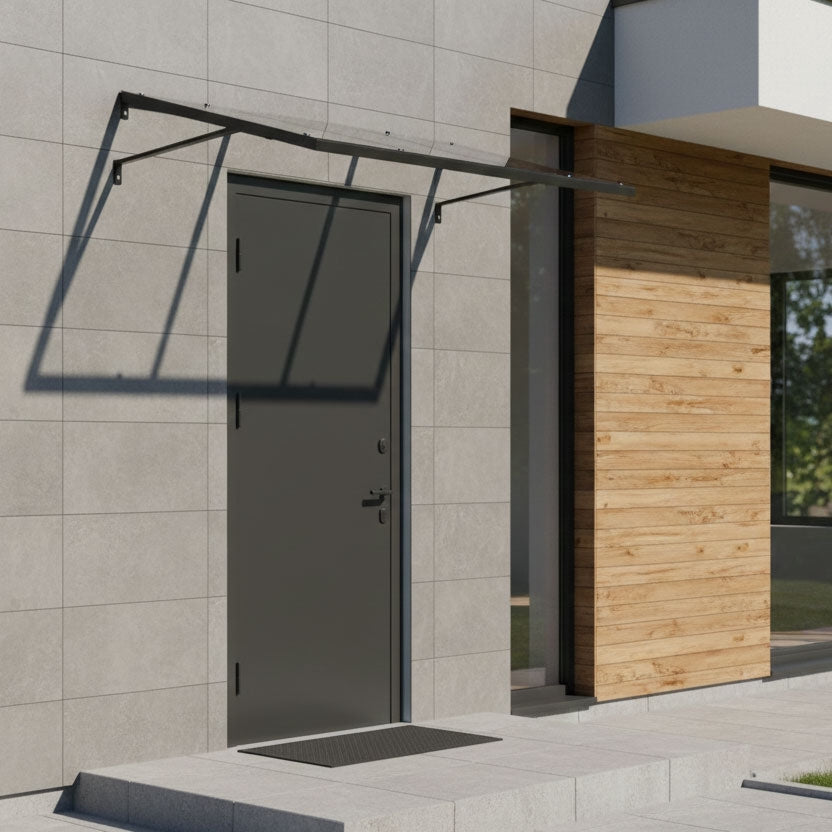 Entrance Door Canopy 140x90 cm, UV Protection, Steel Frame