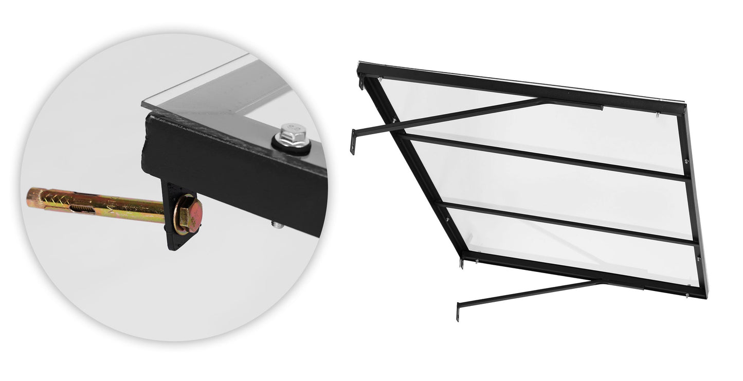Entrance Door Canopy 140x90 cm, UV Protection, Steel Frame