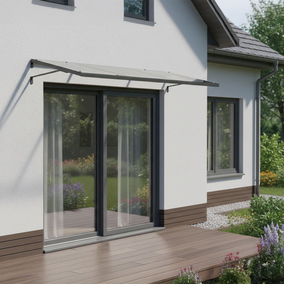 Entrance Door Canopy 140x90 cm, UV Protection, Steel Frame