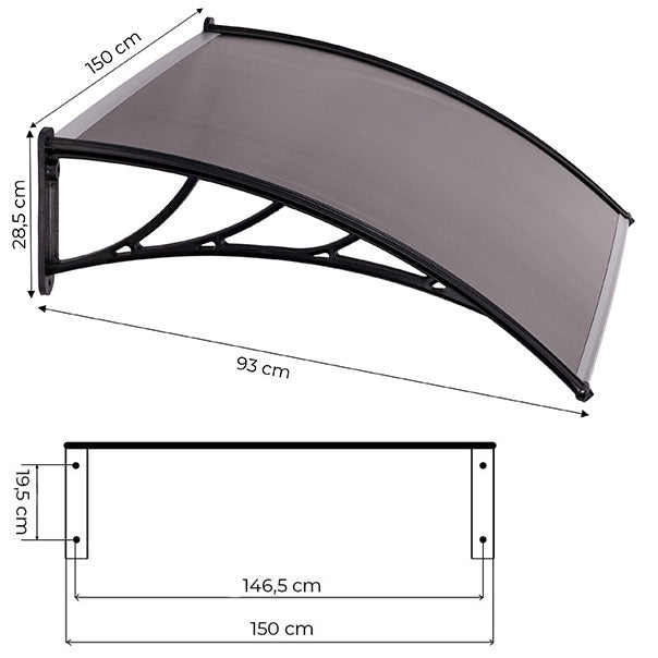 Entrance Door Canopy 150x100 cm Polycarbonate Cover
