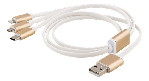 Epzi 3-in-1 Cable Lightning/Micro/USB-C - 1 m - Gold