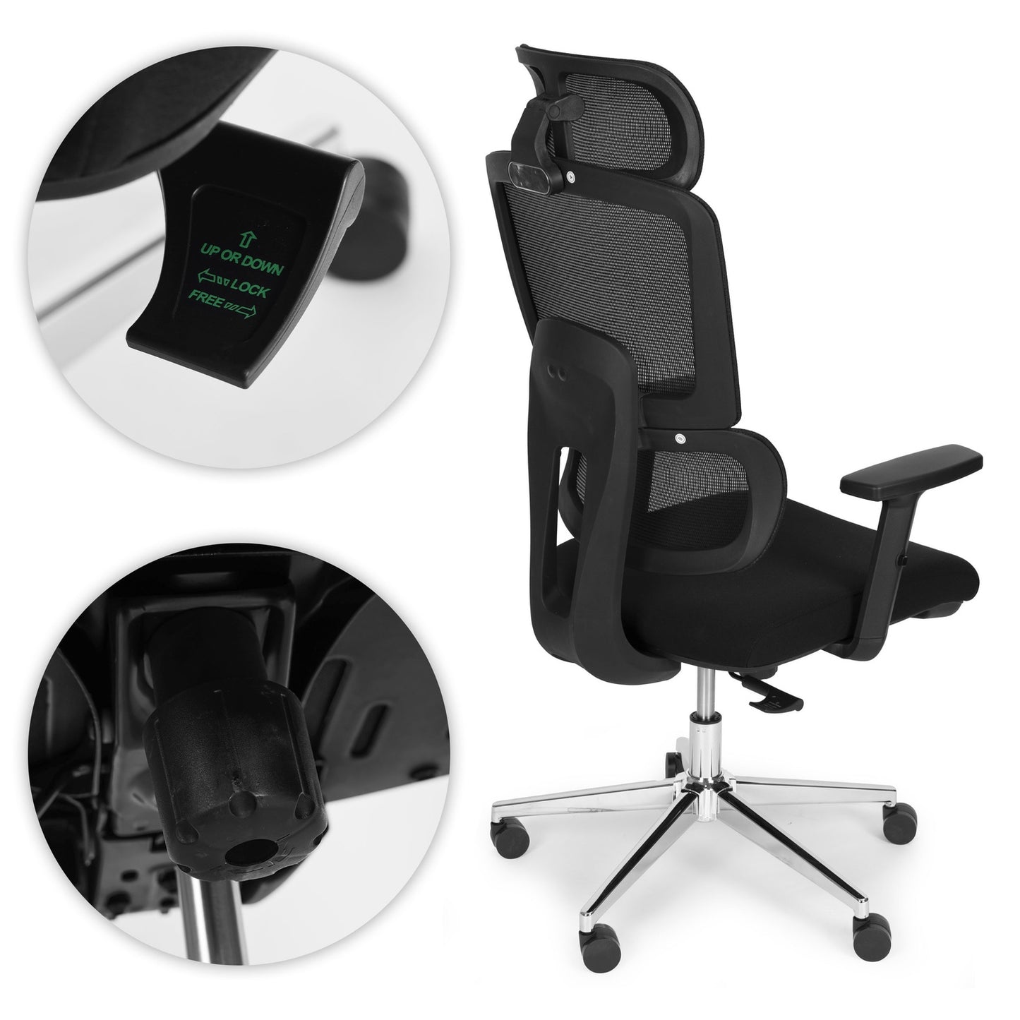 Ergonomic Black Office Chair, Adjustable Height & Mesh Back