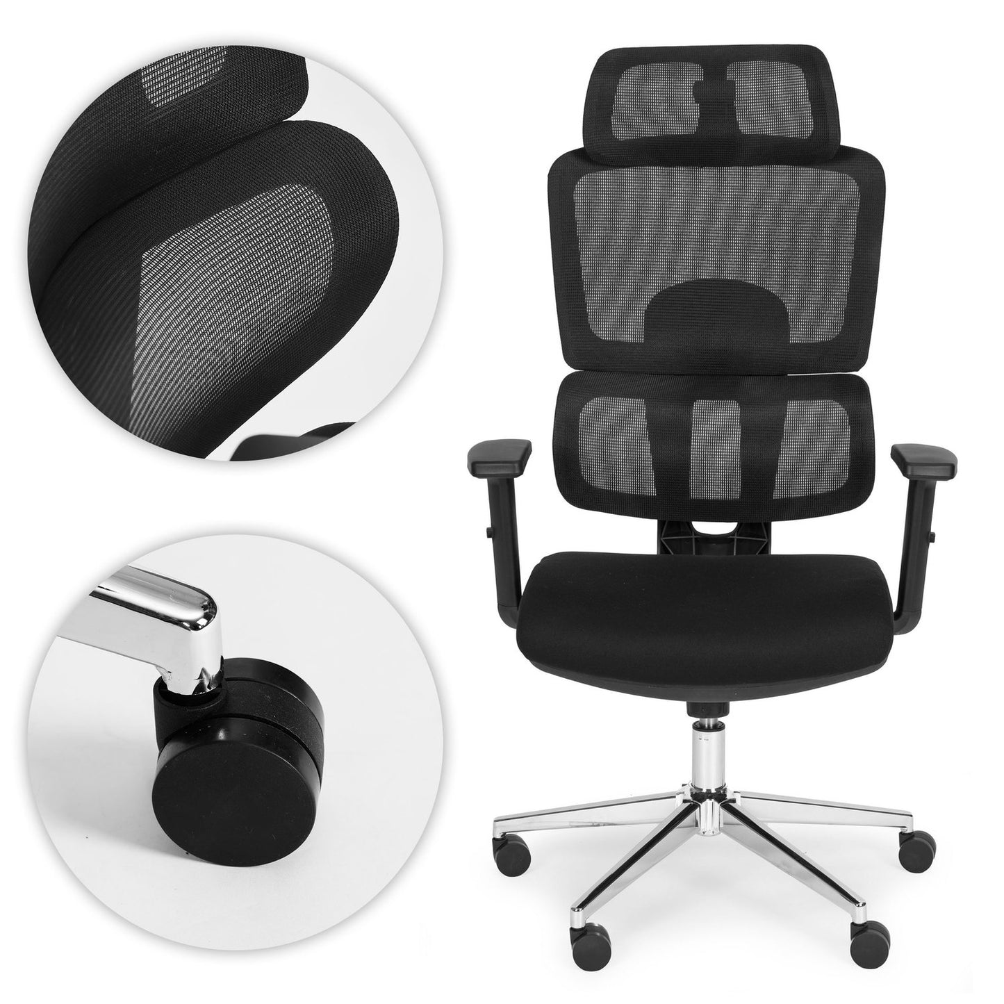 Ergonomic Black Office Chair, Adjustable Height & Mesh Back