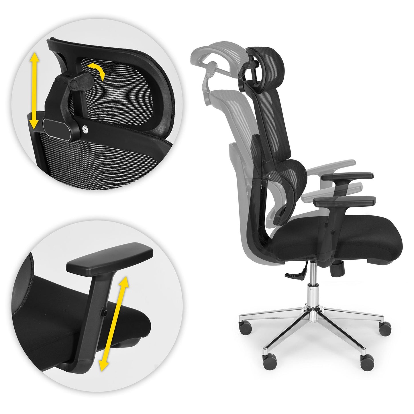 Ergonomic Black Office Chair, Adjustable Height & Mesh Back