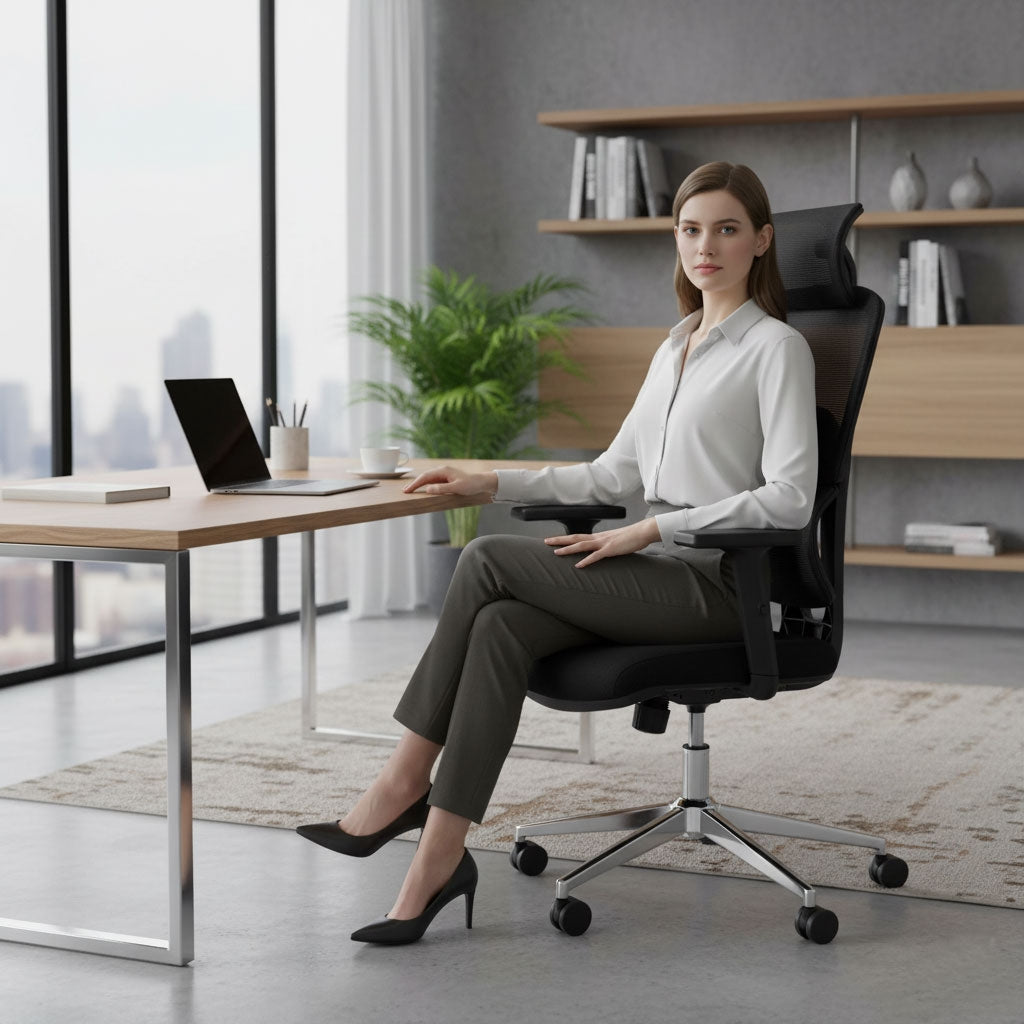 Ergonomic Black Office Chair, Adjustable Height & Mesh Back