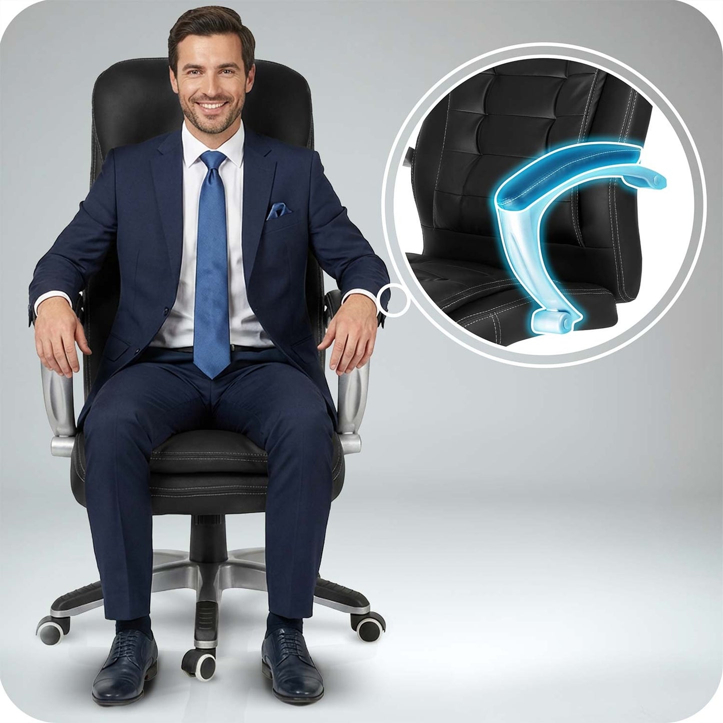 Ergonomic Black Office Chair with Adjustable Height