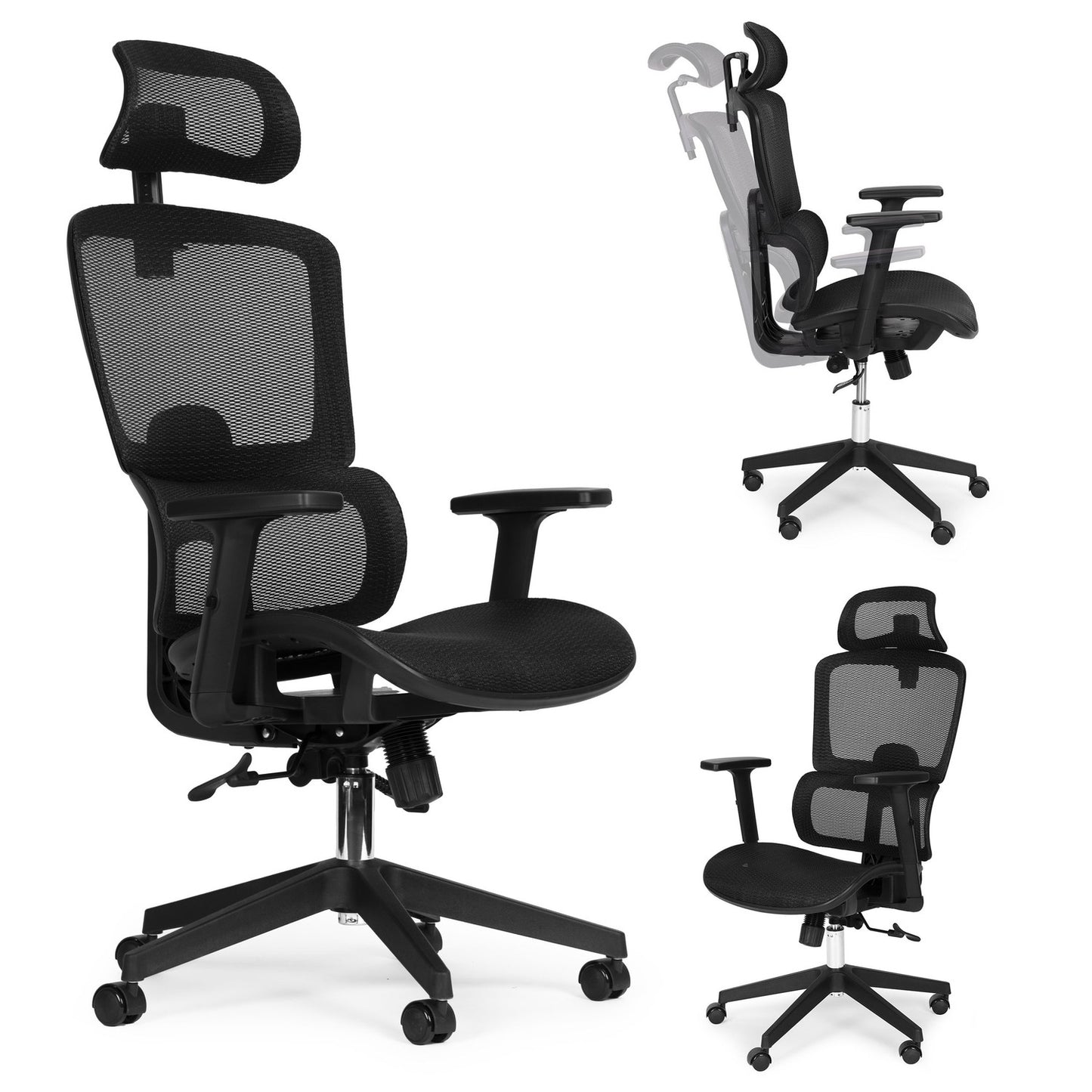 Ergonomic Black Office Chair with Adjustable Height and Mesh Back