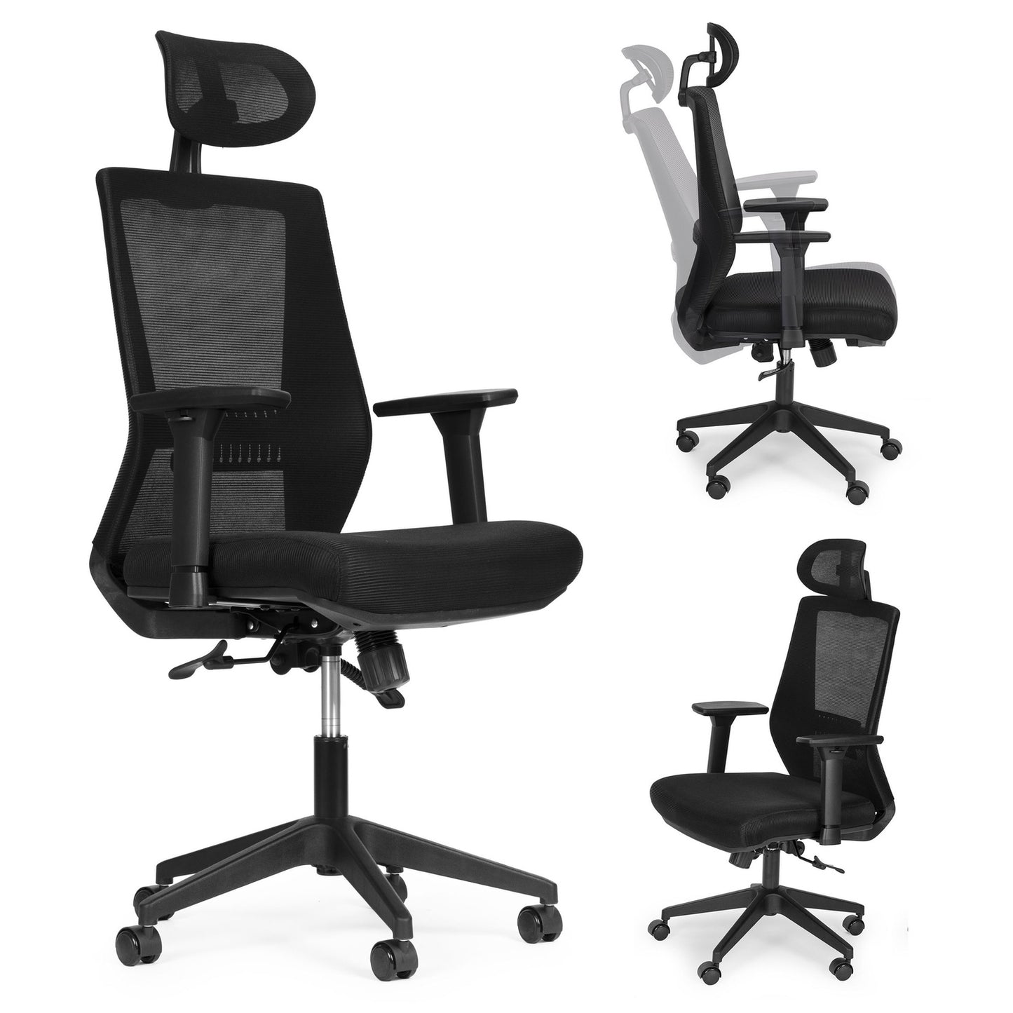 Ergonomic Black Office Chair with Adjustable Height and Mesh Back