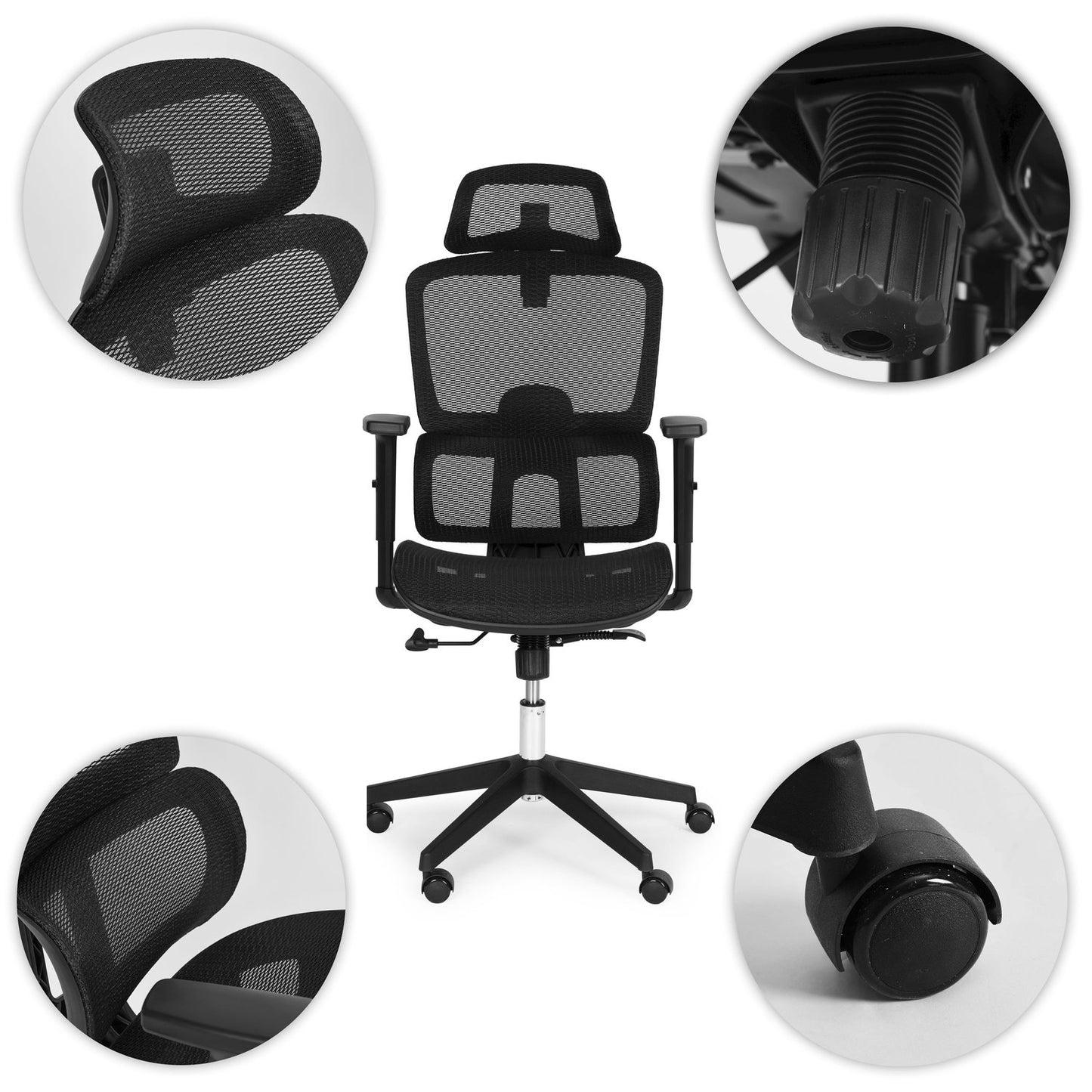 Ergonomic Black Office Chair with Adjustable Height and Mesh Back