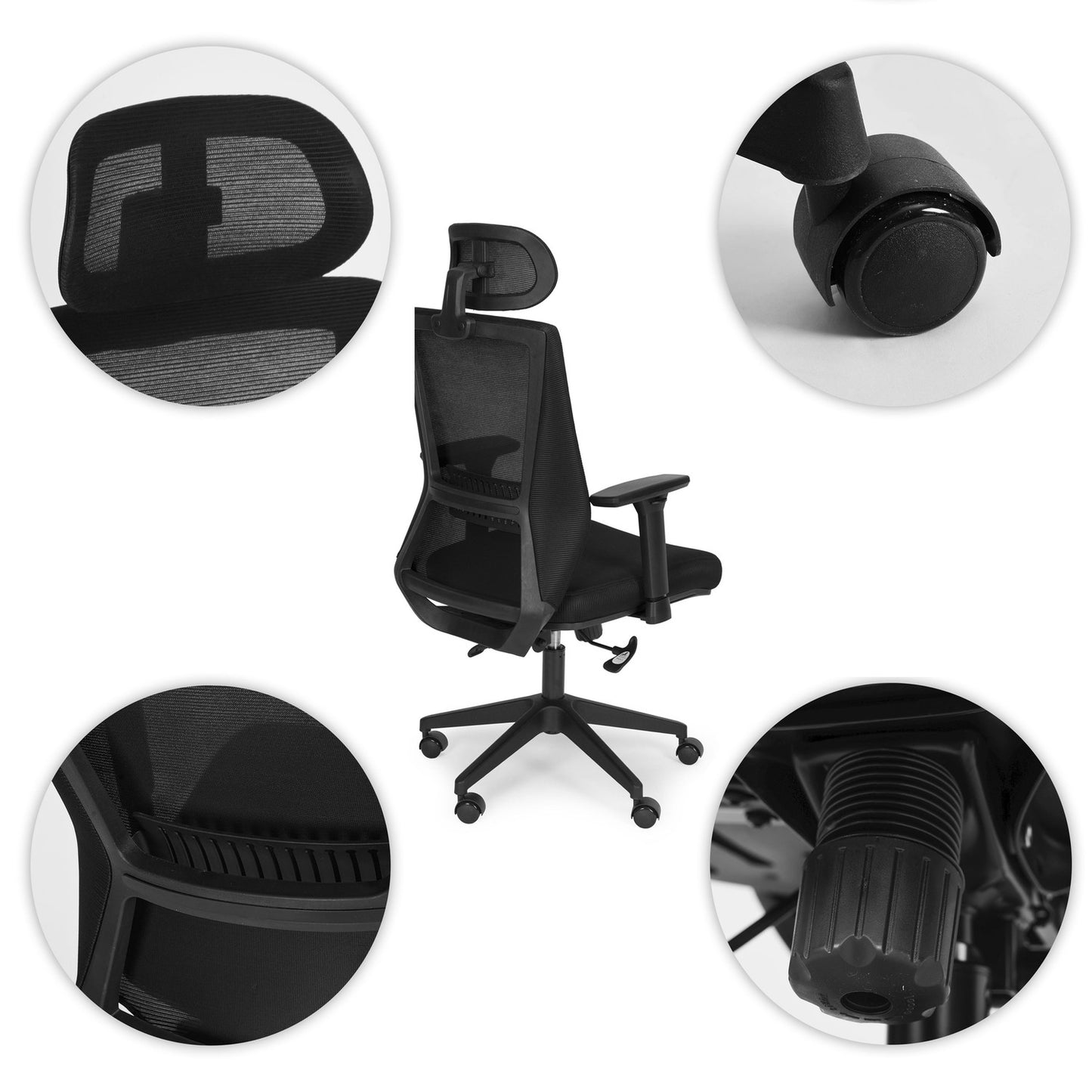 Ergonomic Black Office Chair with Adjustable Height and Mesh Back