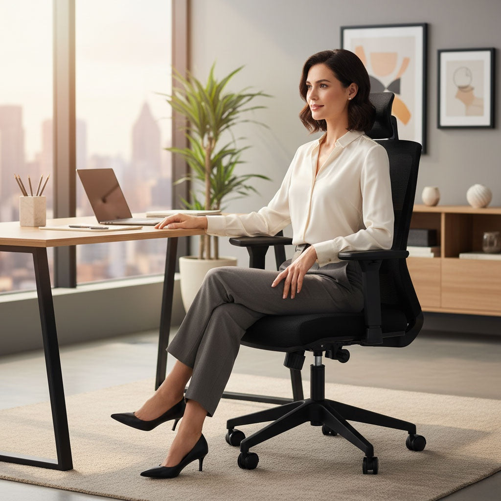 Ergonomic Black Office Chair with Adjustable Height and Mesh Back