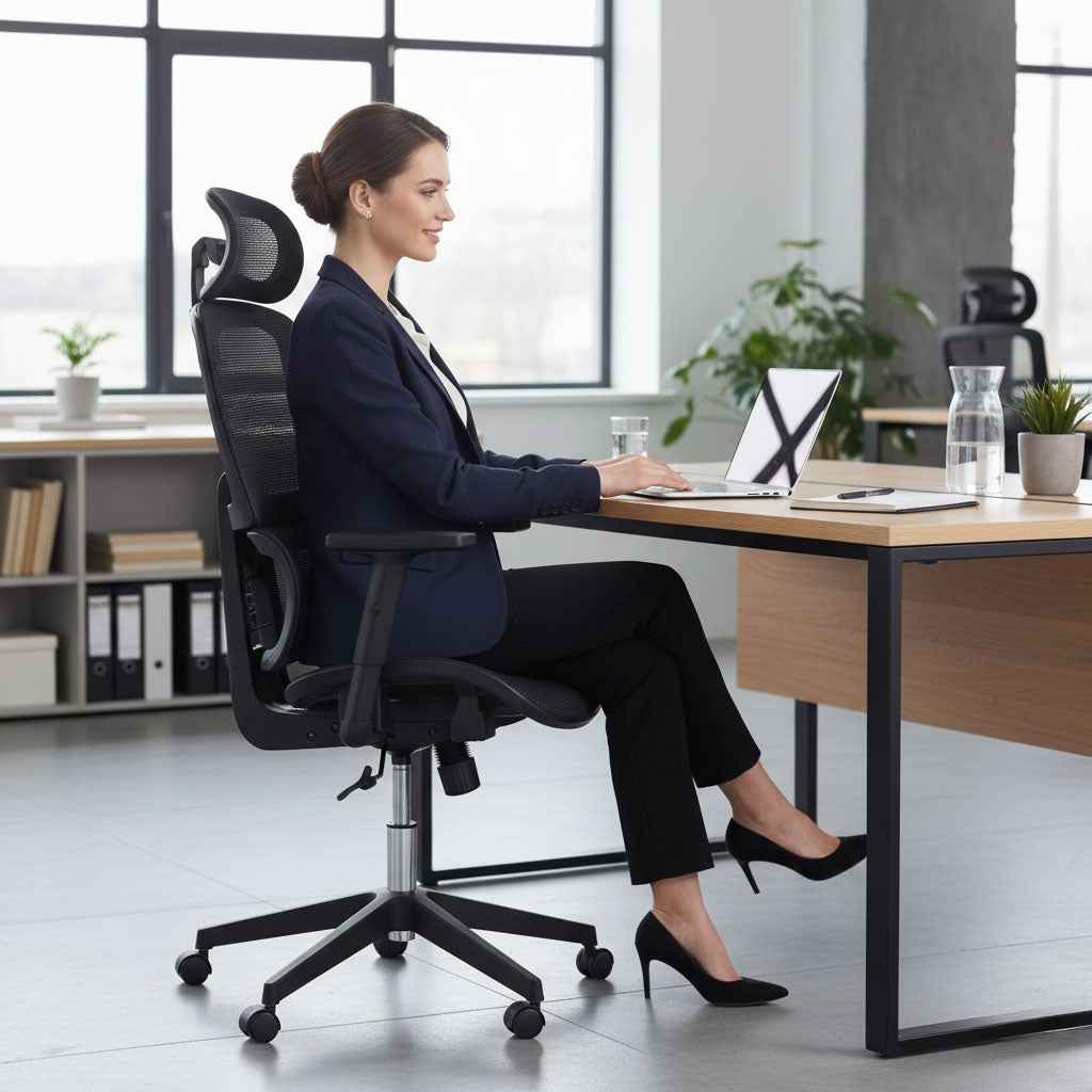 Ergonomic Black Office Chair with Adjustable Height and Mesh Back