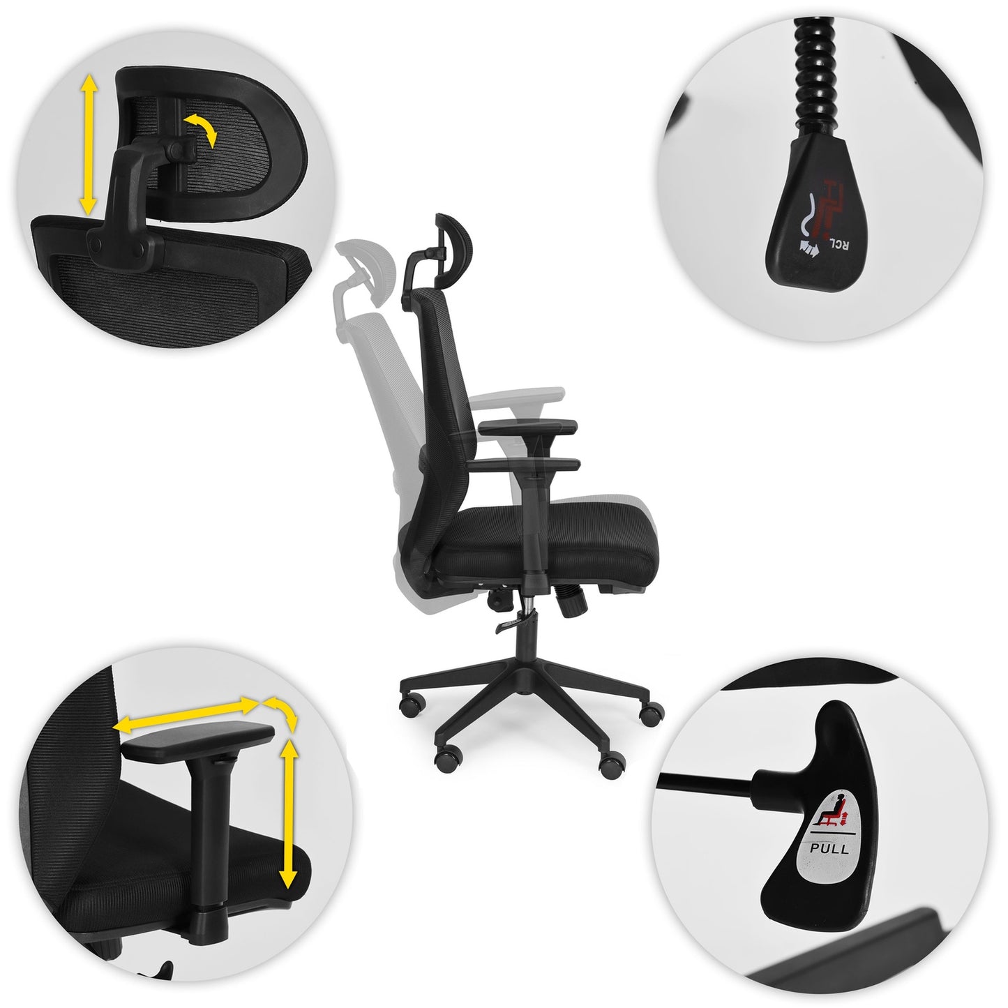 Ergonomic Black Office Chair with Adjustable Height and Mesh Back