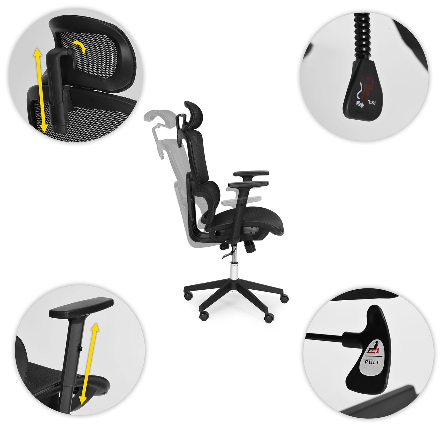 Ergonomic Black Office Chair with Adjustable Height and Mesh Back