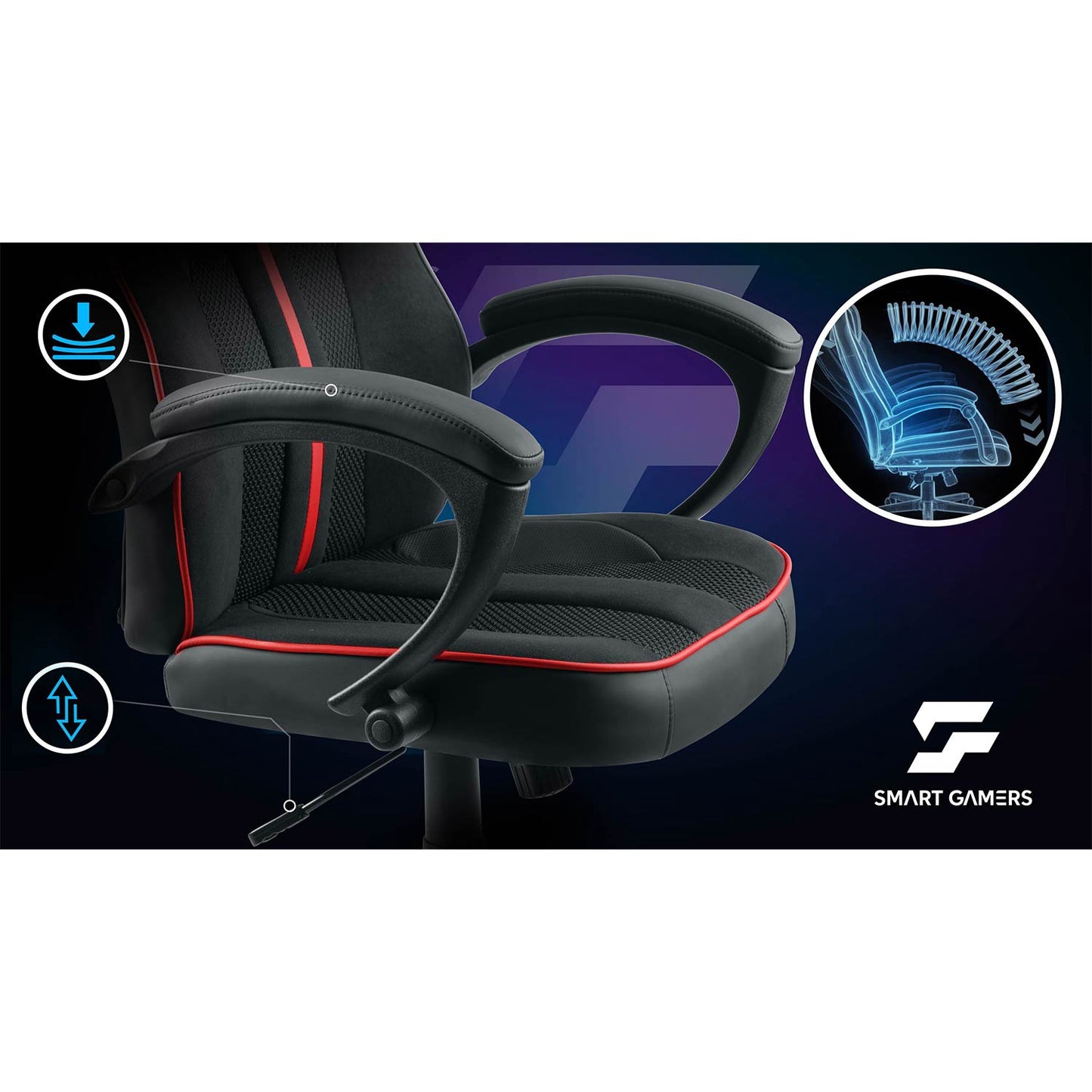 Ergonomic Gaming Chair with Adjustable Height, 360 Swivel