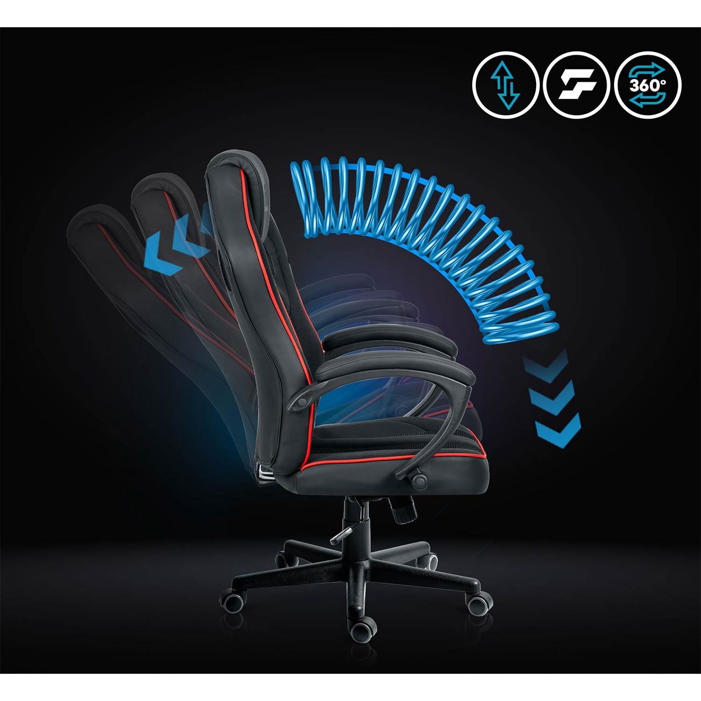 Ergonomic Gaming Chair with Adjustable Height, 360 Swivel