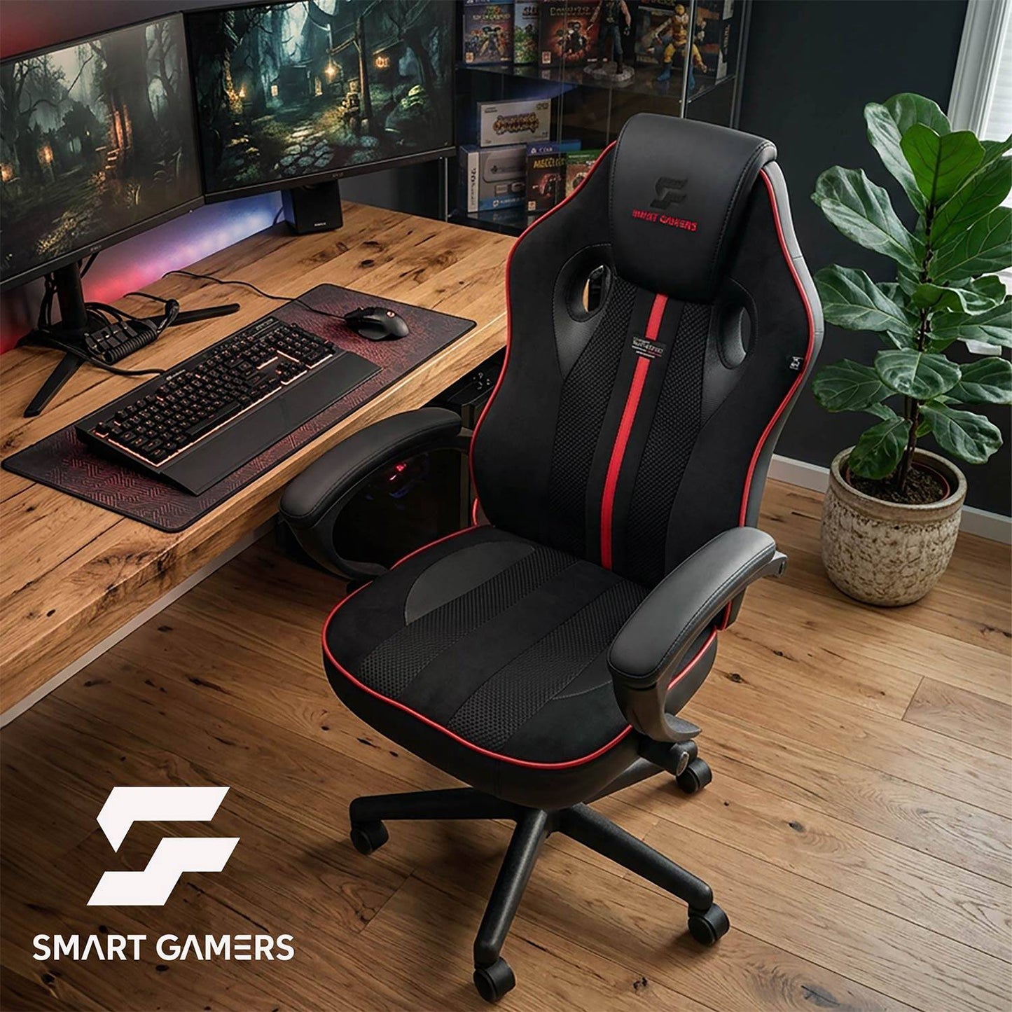 Ergonomic Gaming Chair with Adjustable Height, 360 Swivel