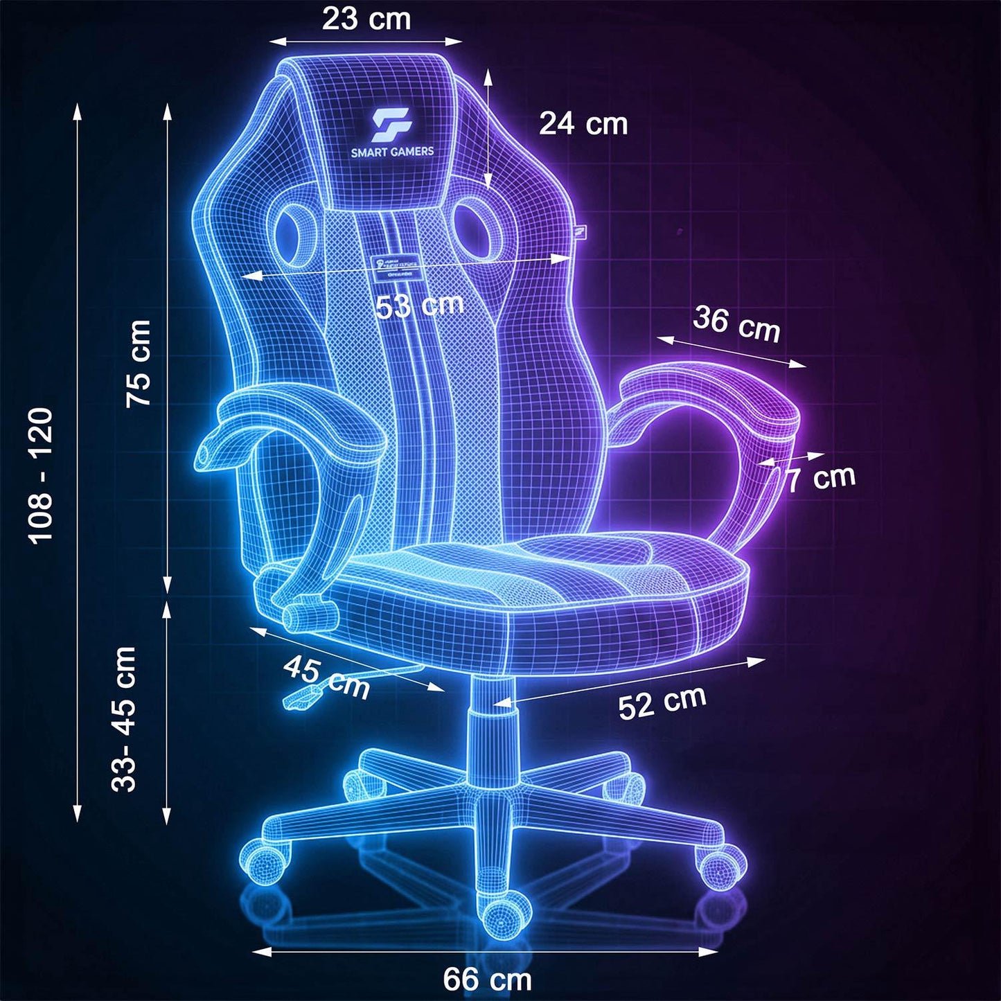 Ergonomic Gaming Chair with Adjustable Height, 360 Swivel