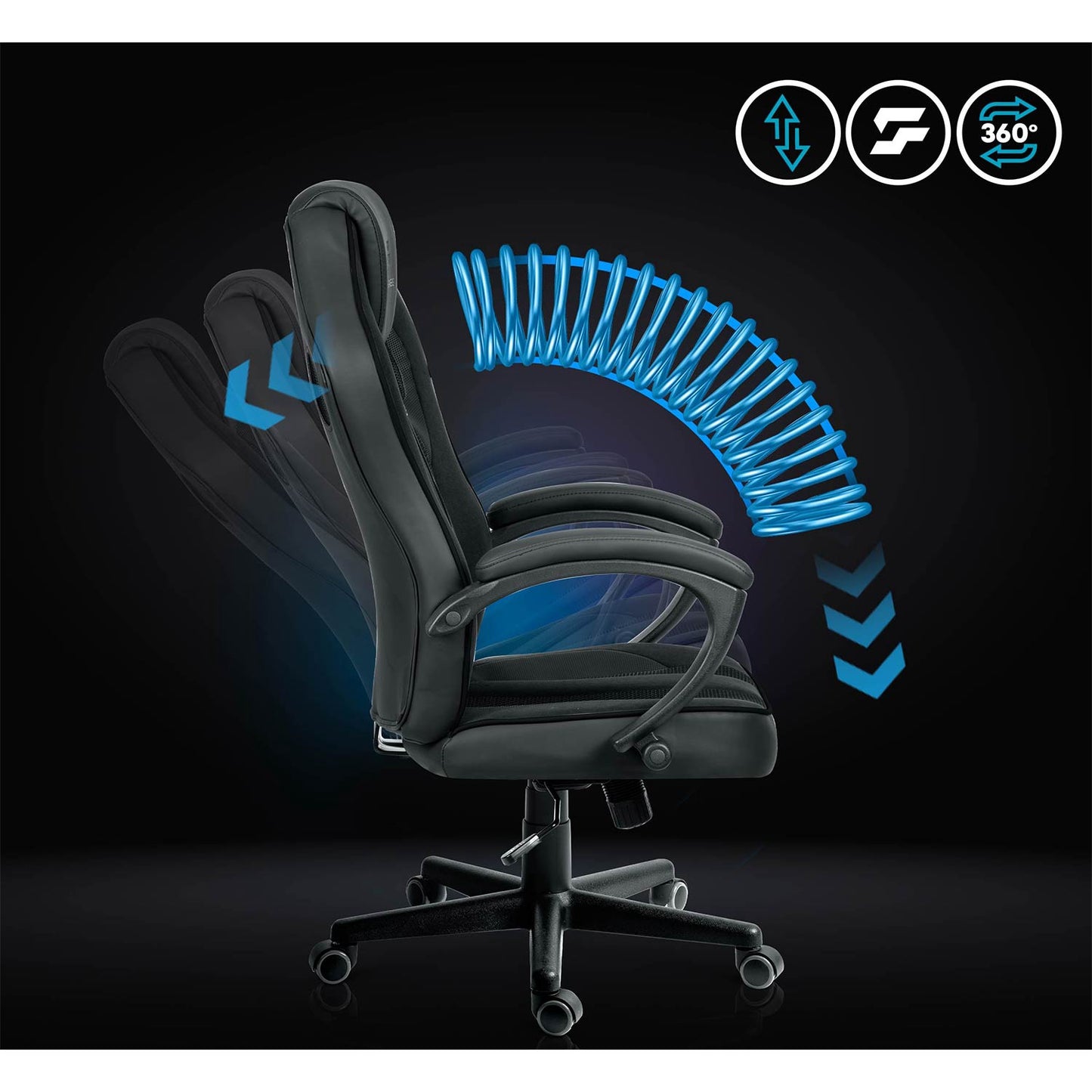 Ergonomic Gaming Chair with Adjustable Height and 360 Swivel