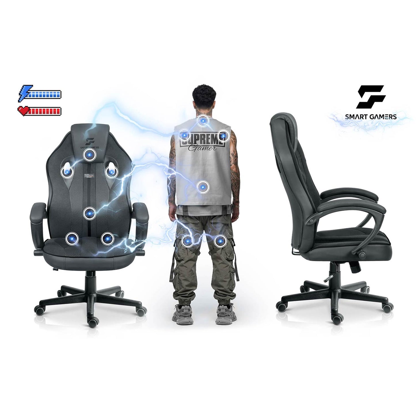 Ergonomic Gaming Chair with Adjustable Height and 360 Swivel