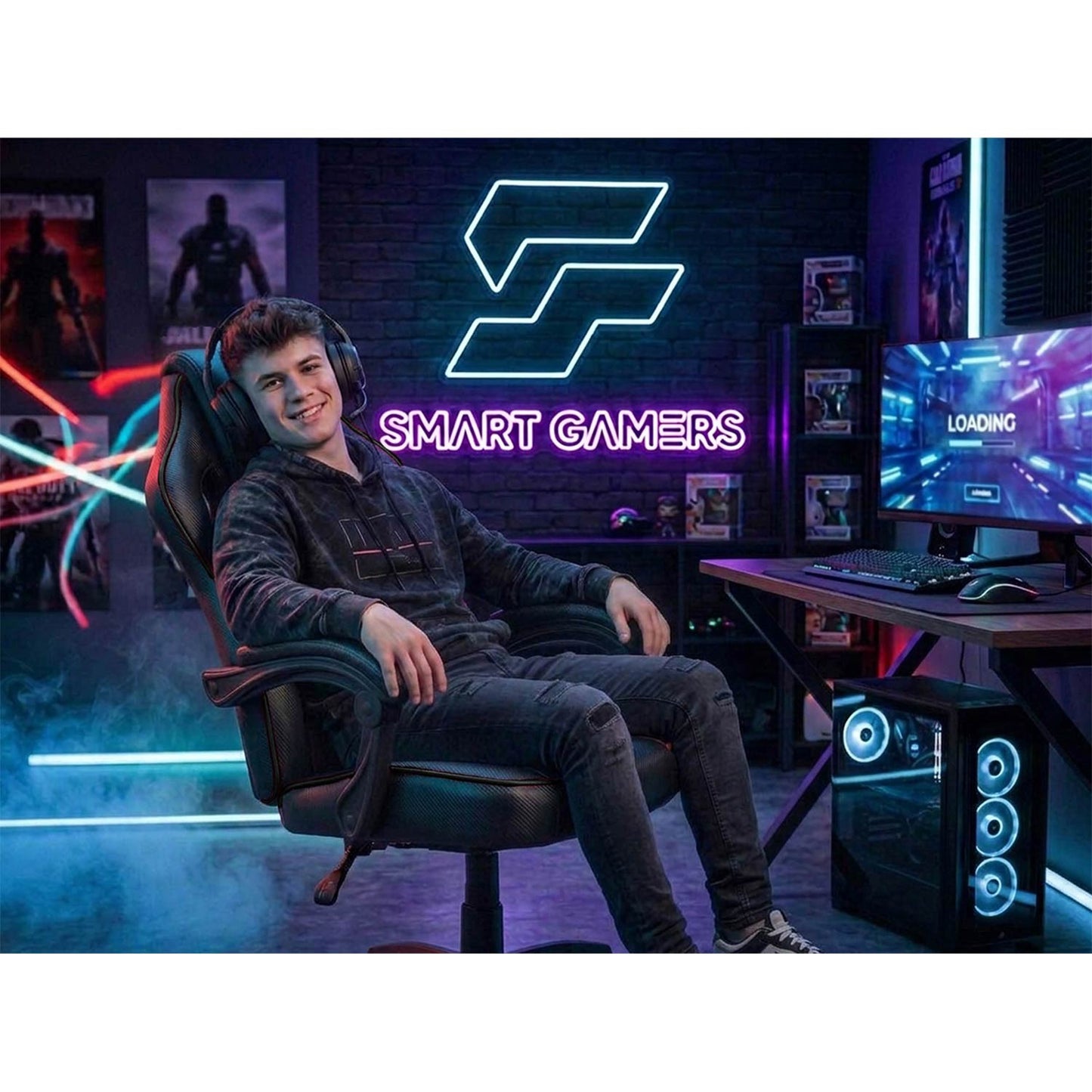 Ergonomic Gaming Chair with Adjustable Height and 360 Swivel