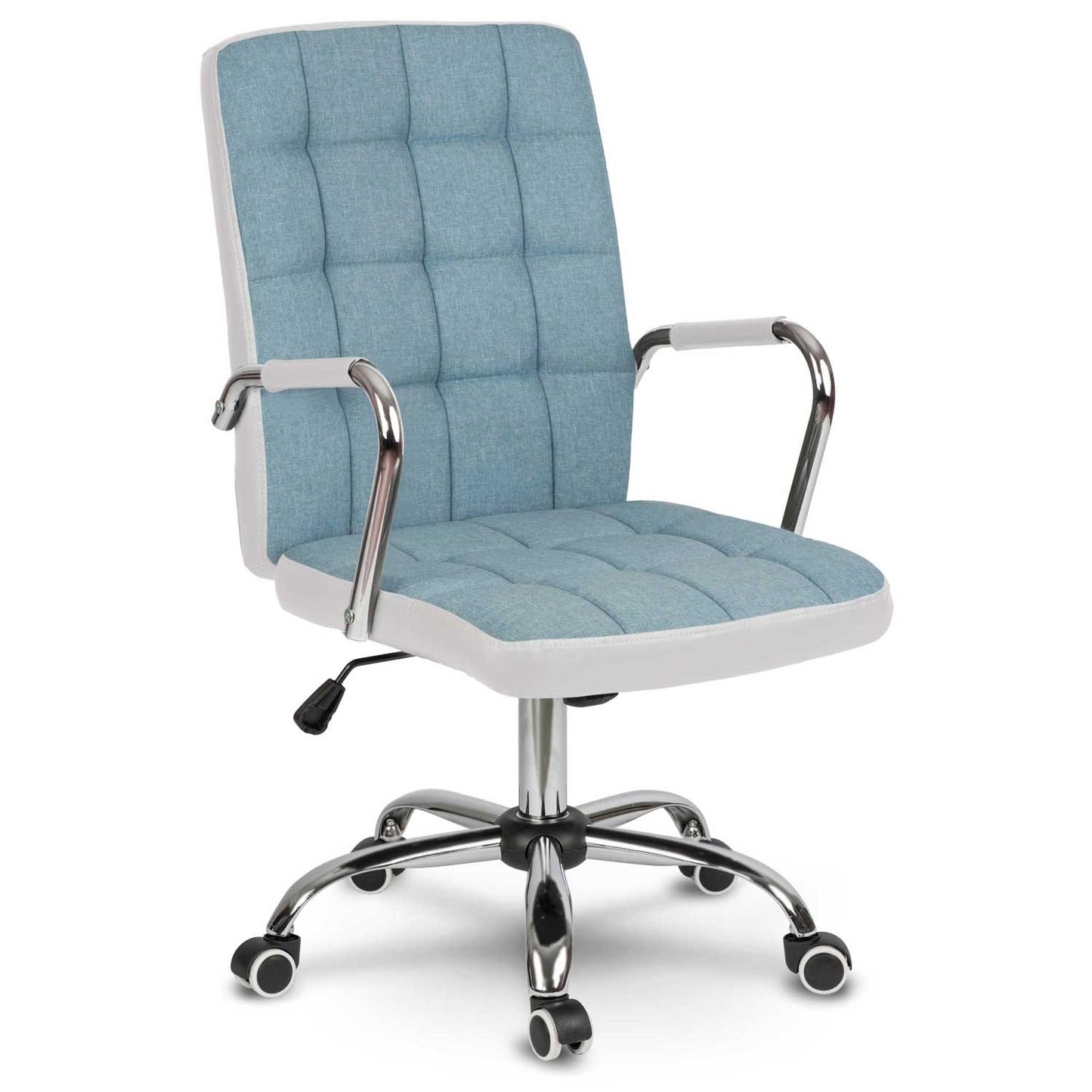 Ergonomic Office Chair Benton in Blue and White Fabric