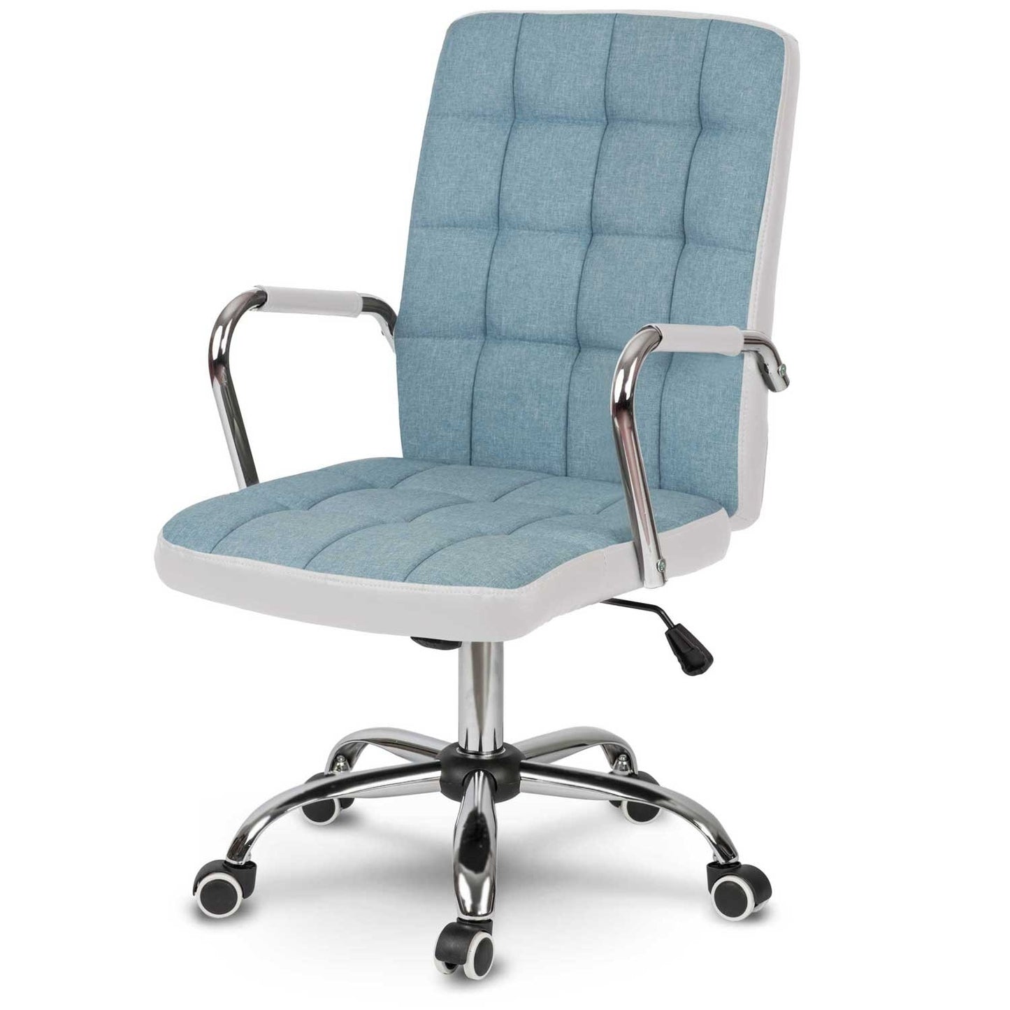 Ergonomic Office Chair Benton in Blue and White Fabric