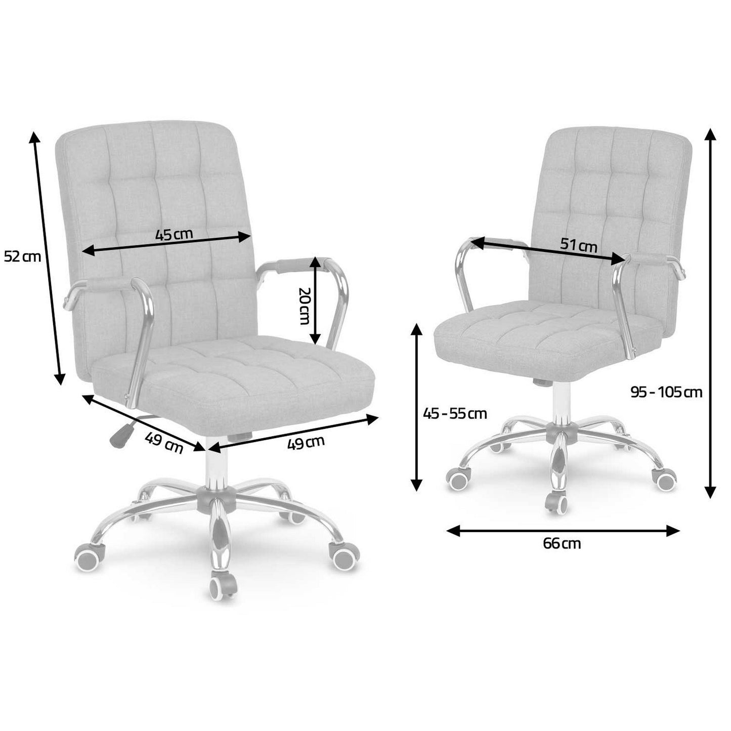 Ergonomic Office Chair Benton in Blue and White Fabric