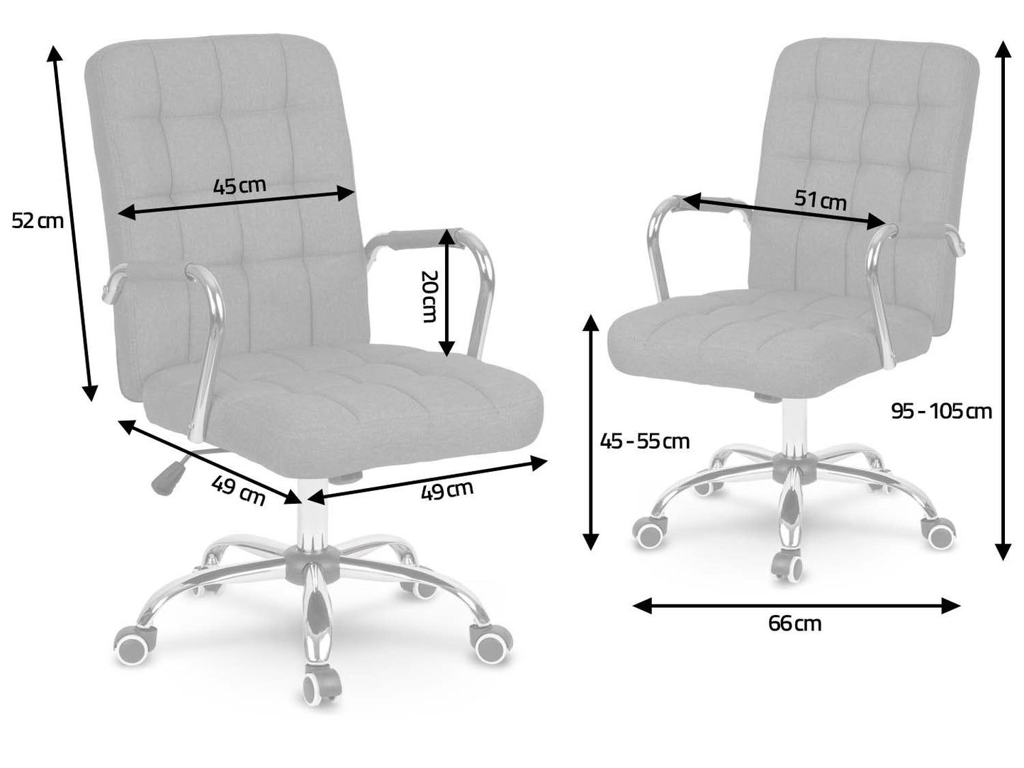 Ergonomic Office Chair Benton in Gray Fabric
