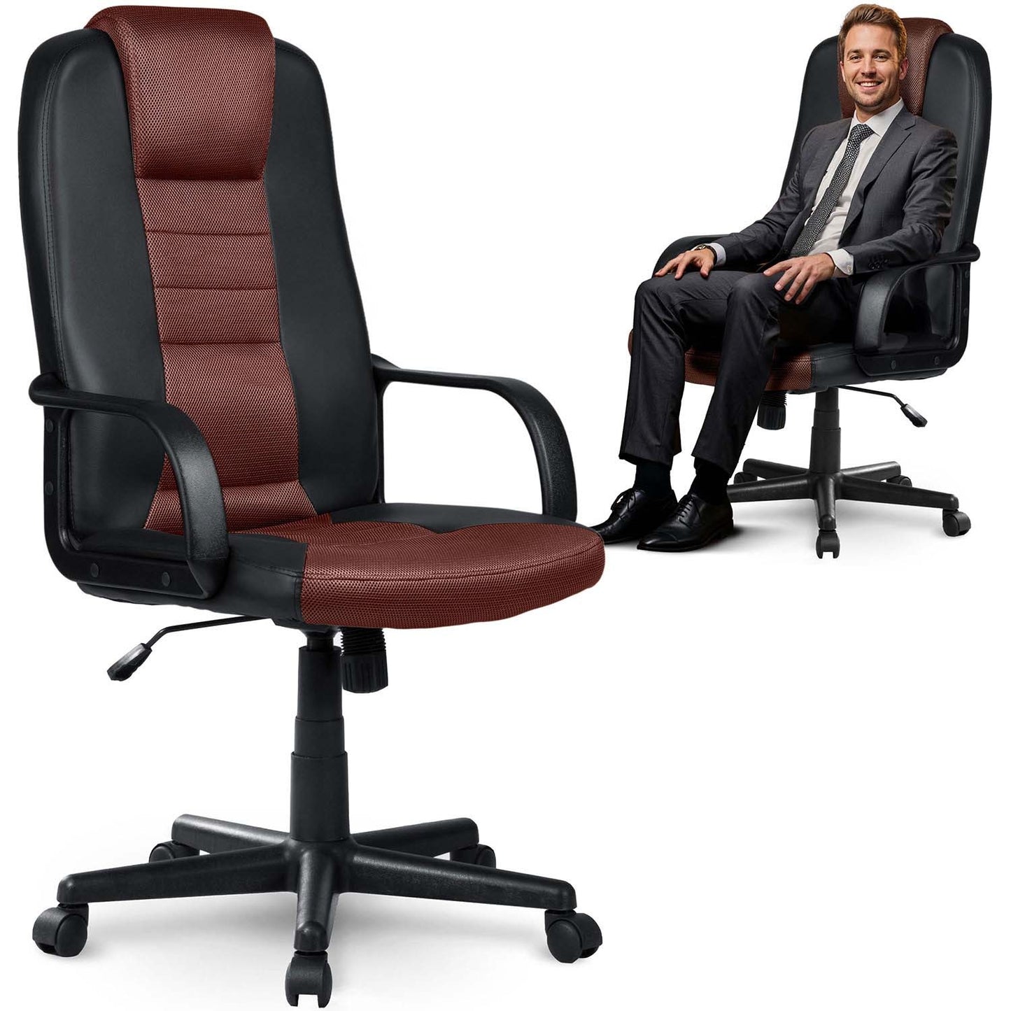 Ergonomic Office Chair, Black-Brown, Adjustable Height