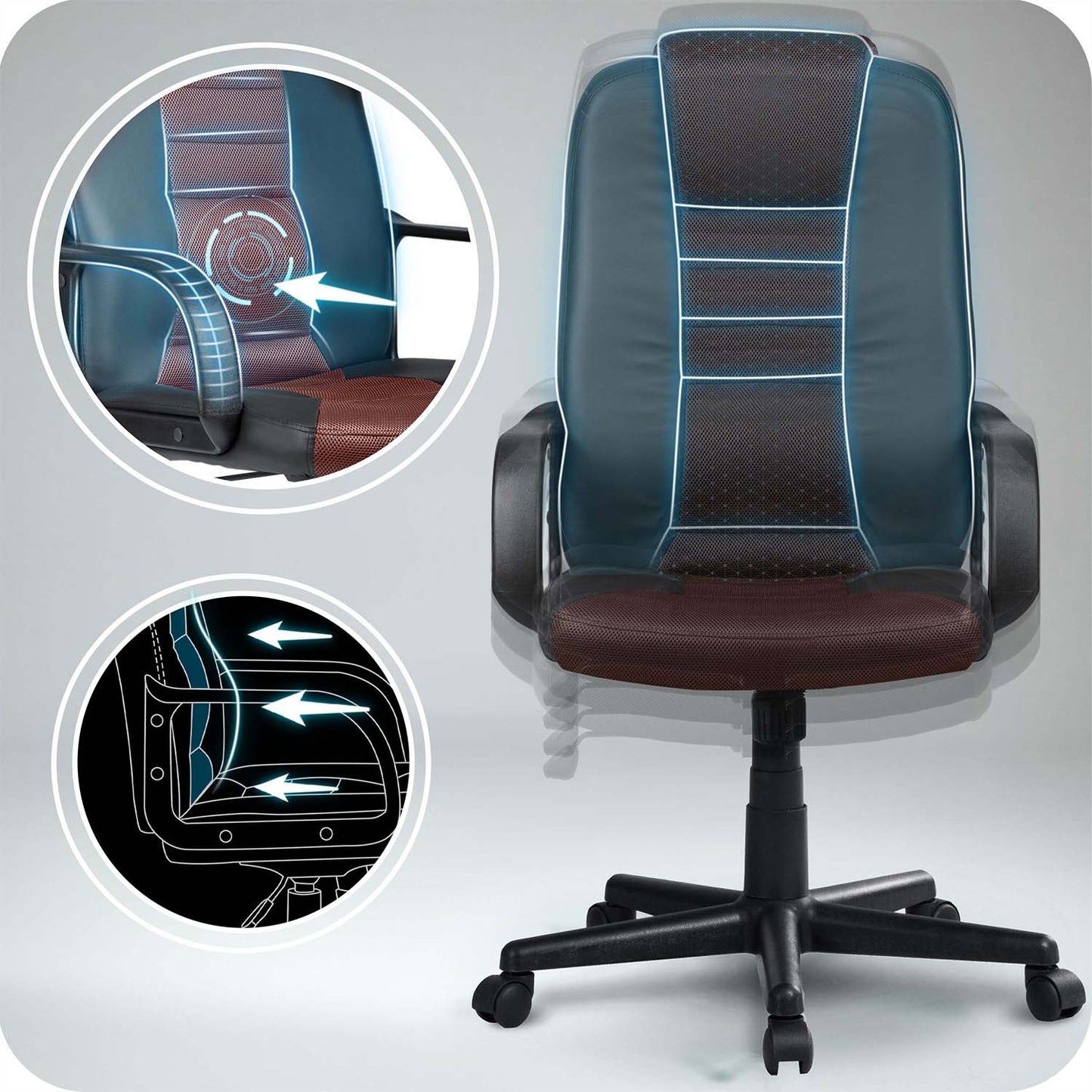 Ergonomic Office Chair, Black-Brown, Adjustable Height