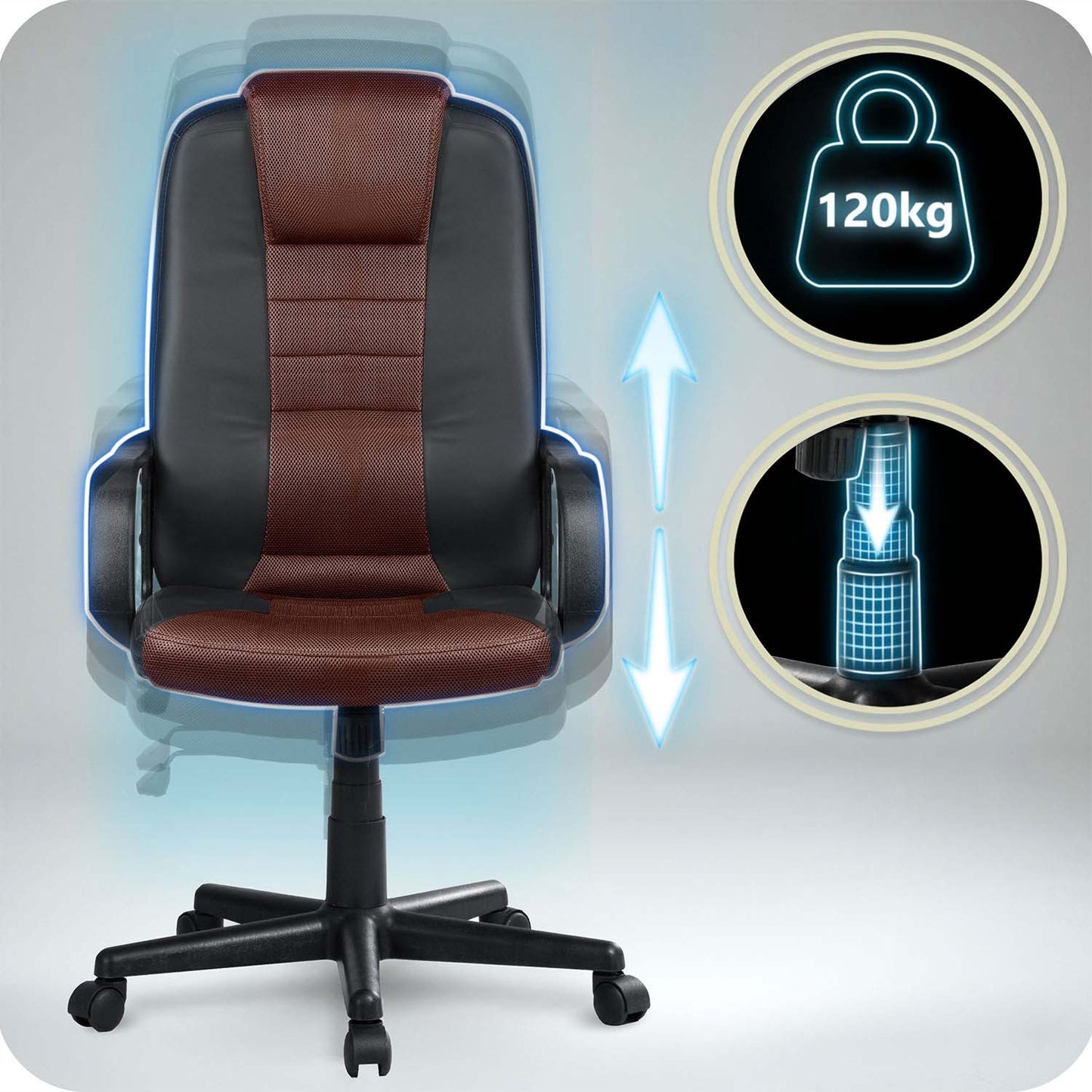 Ergonomic Office Chair, Black-Brown, Adjustable Height