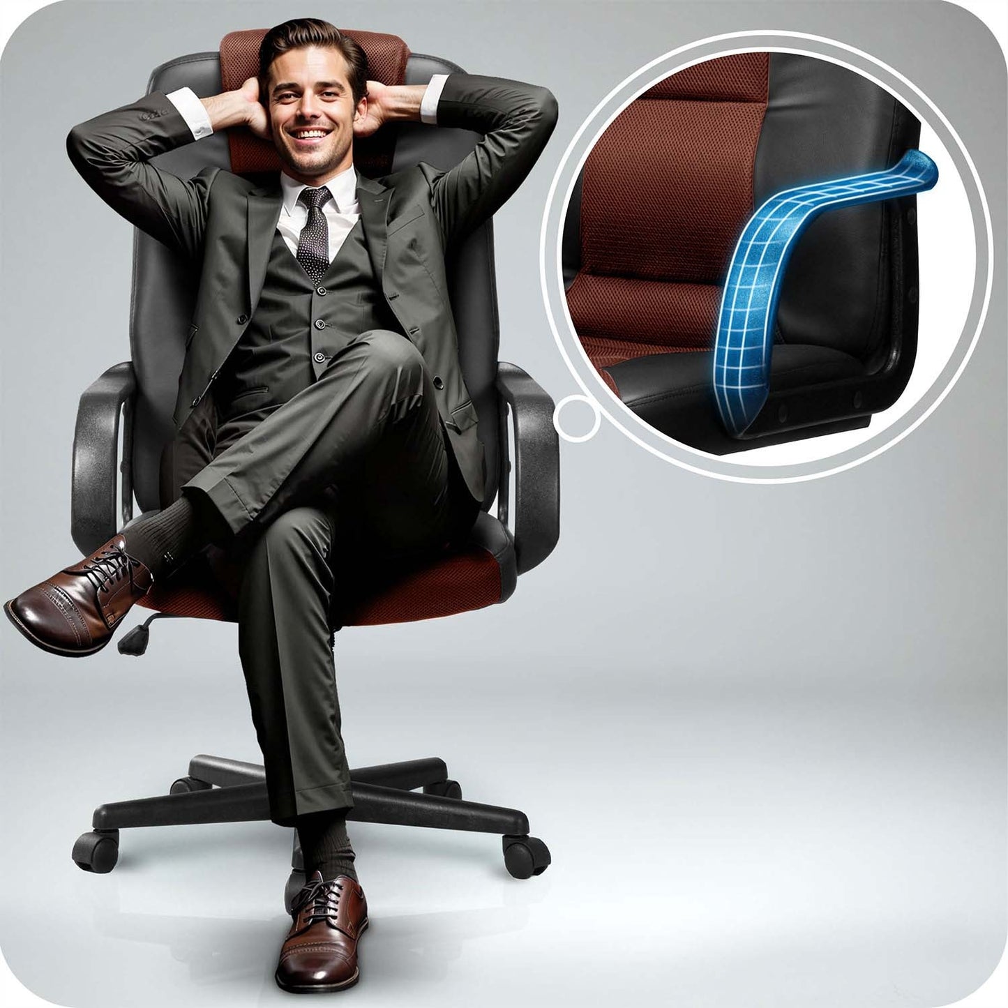 Ergonomic Office Chair, Black-Brown, Adjustable Height