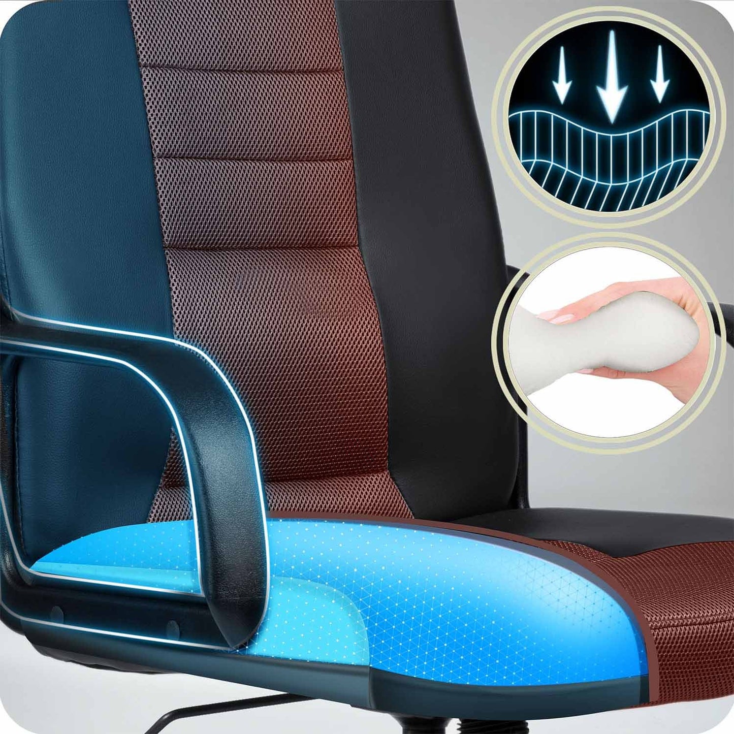 Ergonomic Office Chair, Black-Brown, Adjustable Height