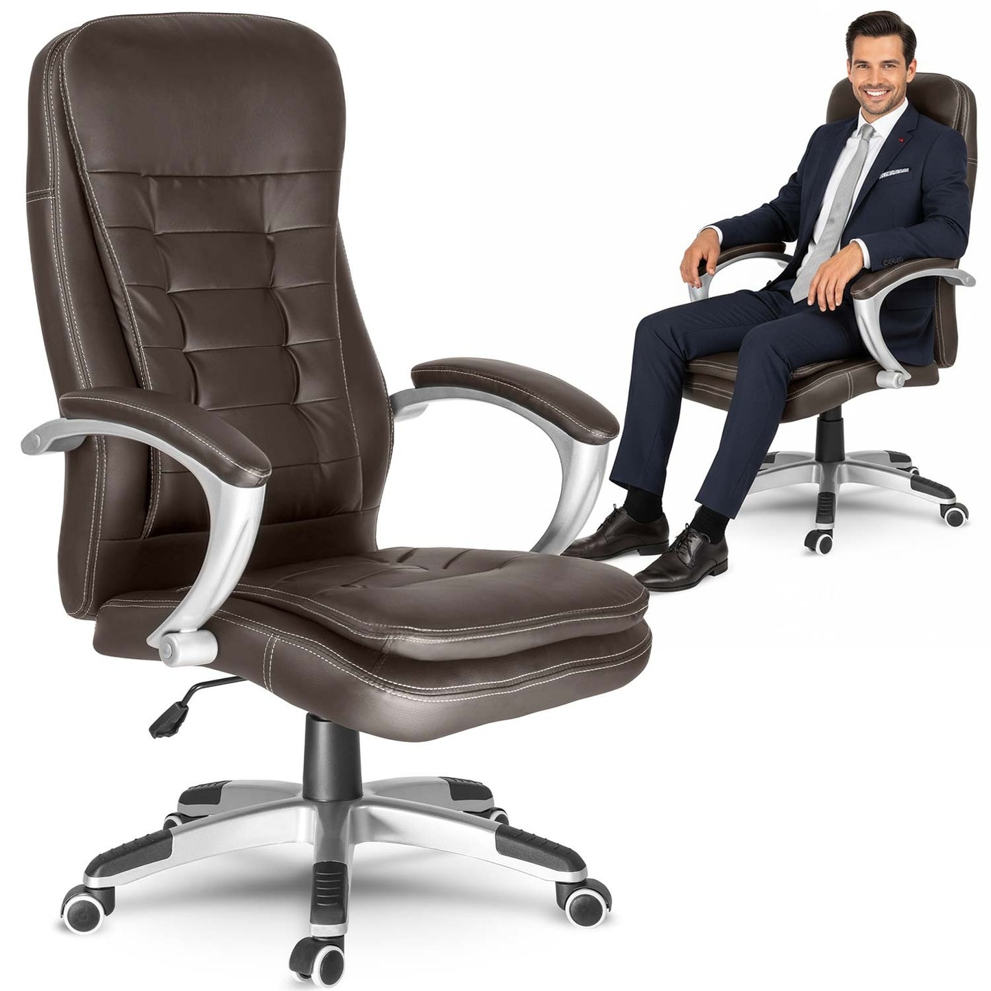 Ergonomic Office Chair, Dark Brown, Adjustable Height