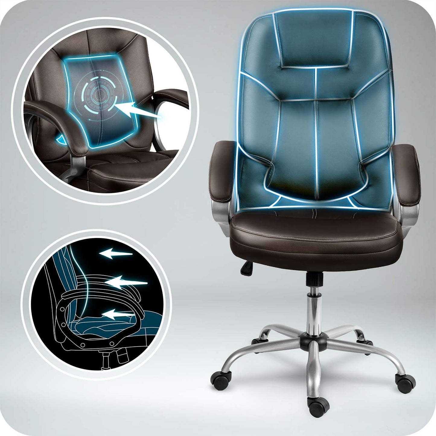 Ergonomic Office Chair, Dark Brown, Adjustable Height