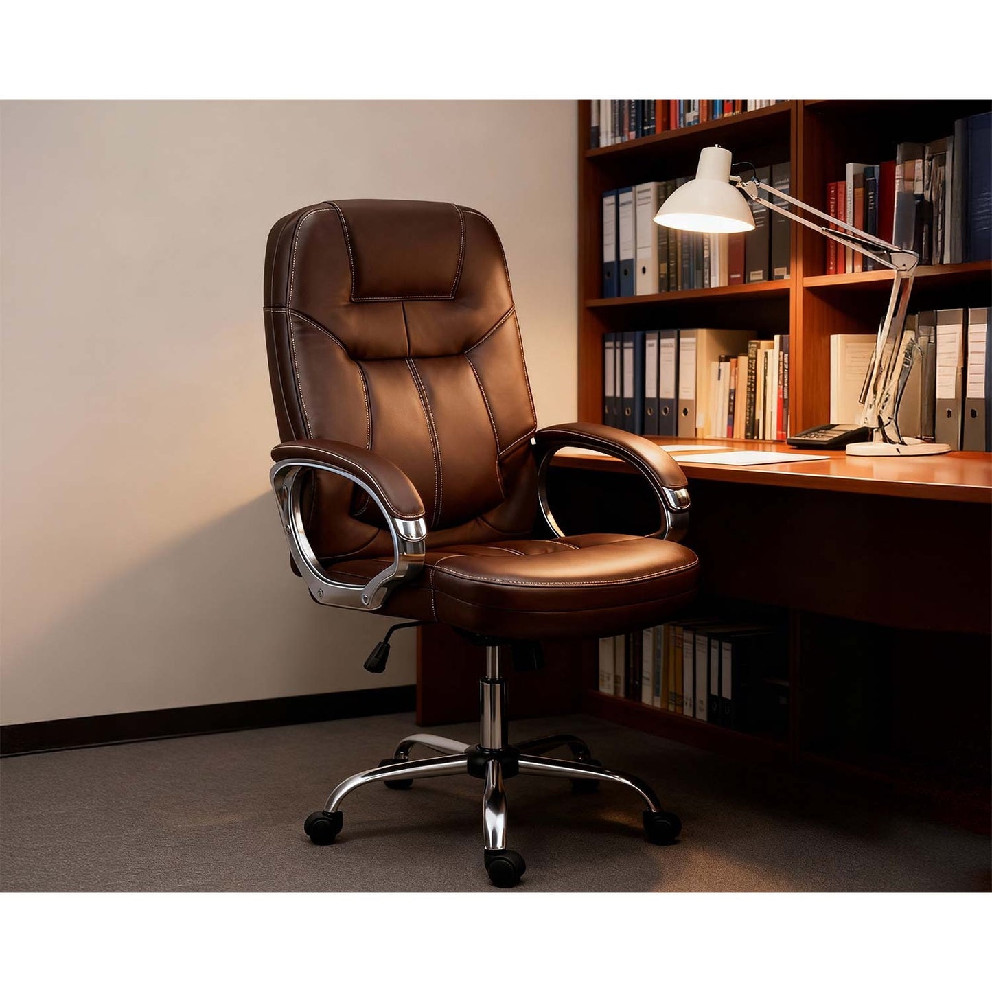 Ergonomic Office Chair, Dark Brown, Adjustable Height