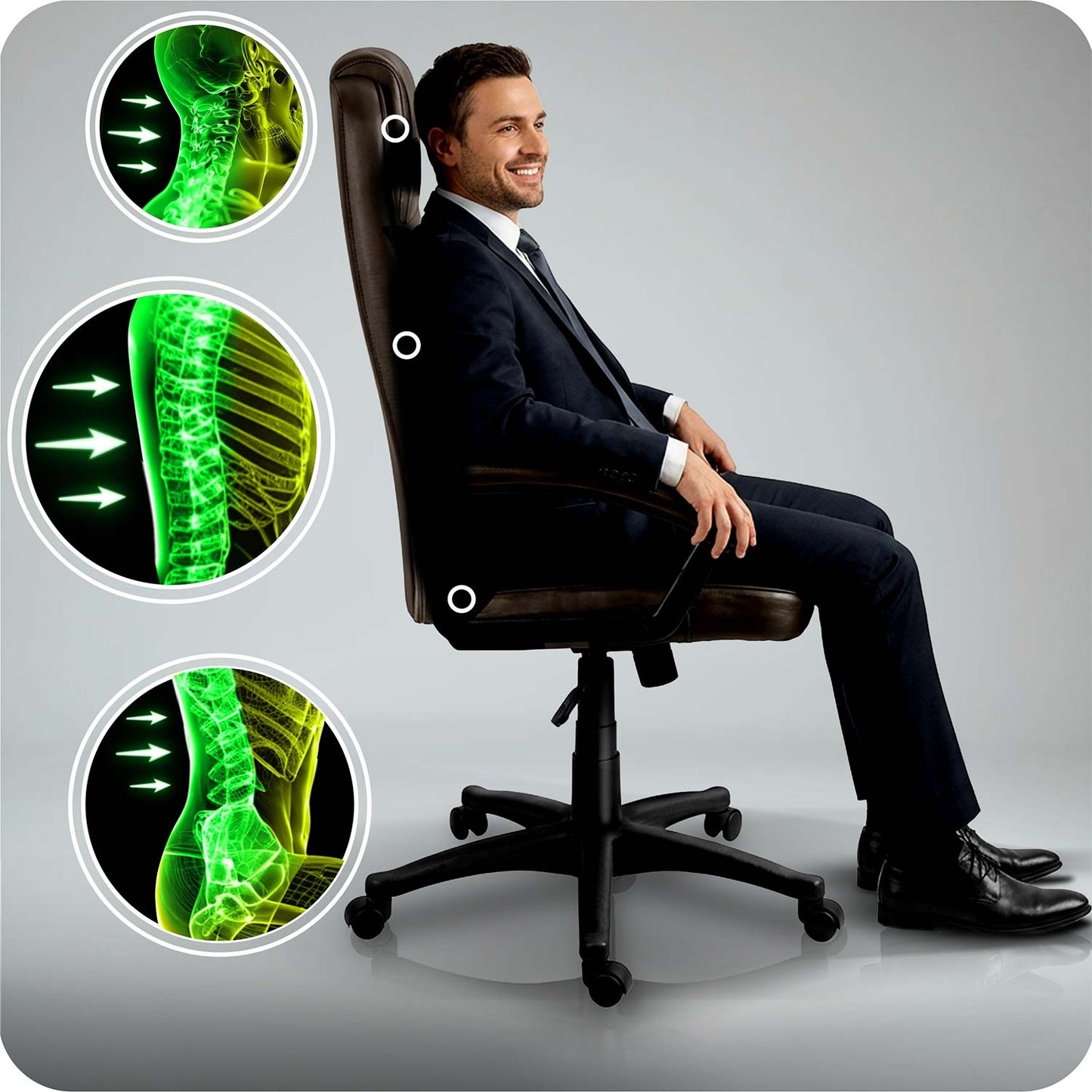 Ergonomic Office Chair, Dark Brown, Adjustable Height
