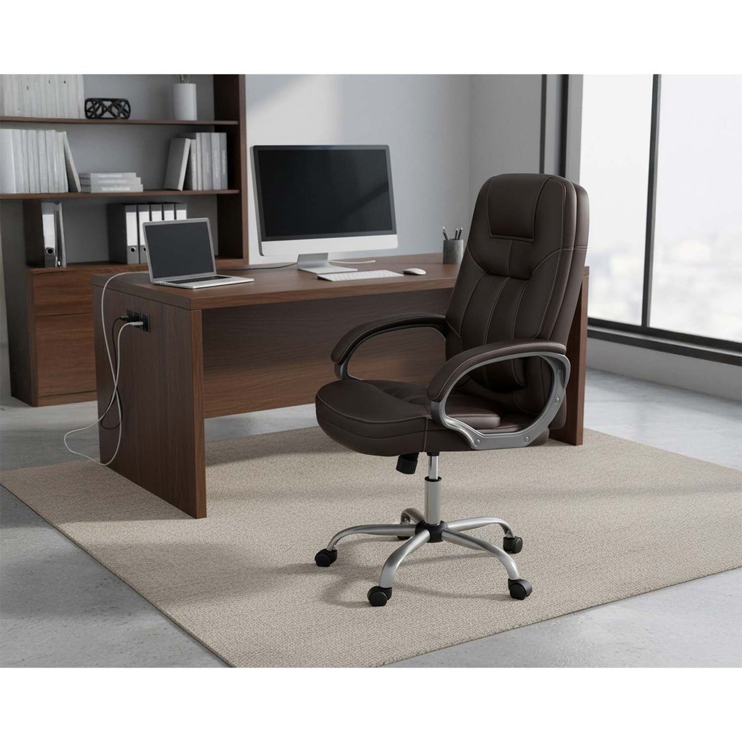 Ergonomic Office Chair, Dark Brown, Adjustable Height
