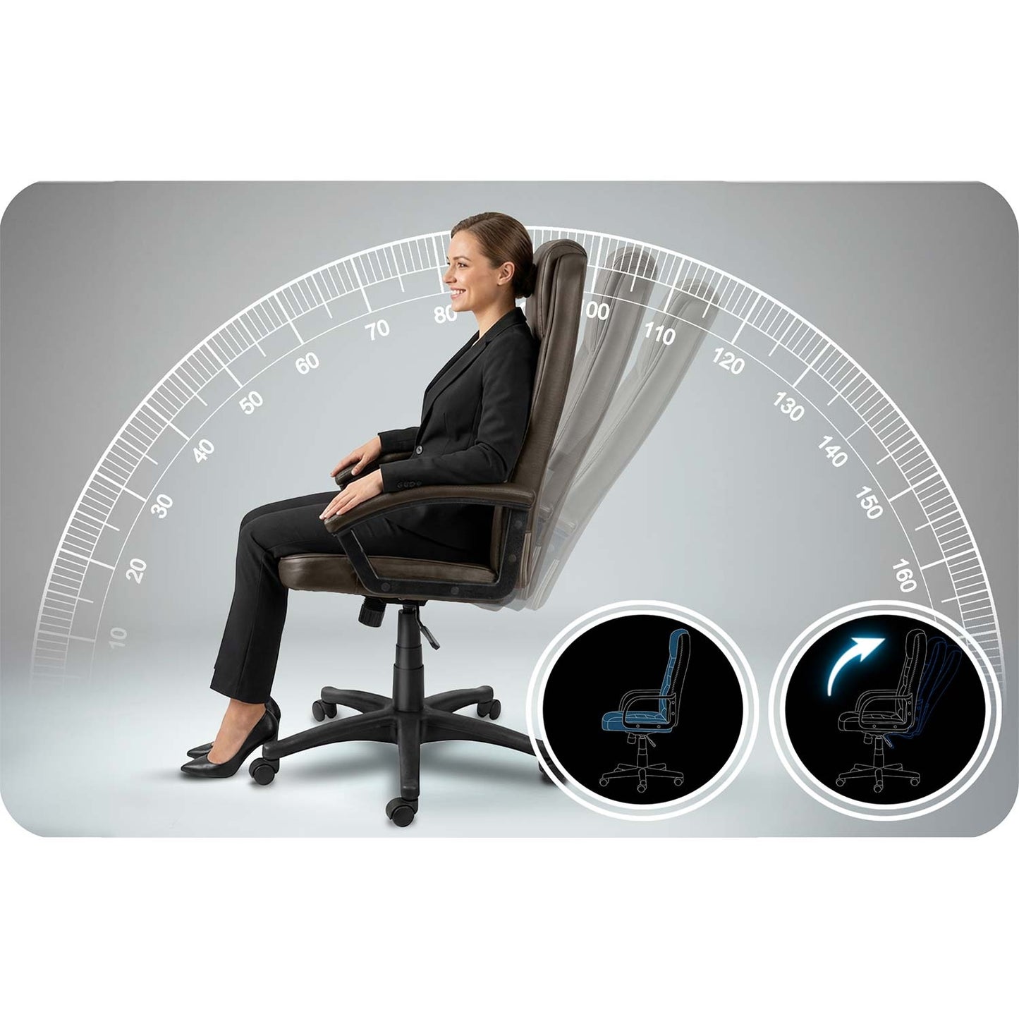 Ergonomic Office Chair, Dark Brown, Adjustable Height
