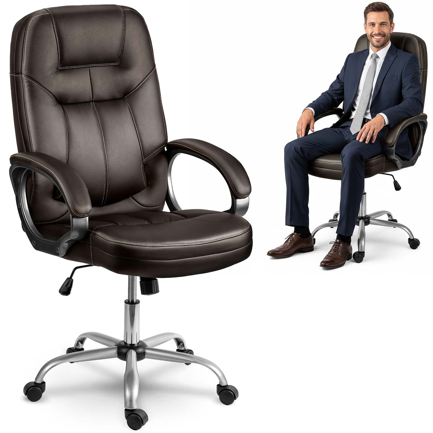 Ergonomic Office Chair, Dark Brown, Adjustable Height