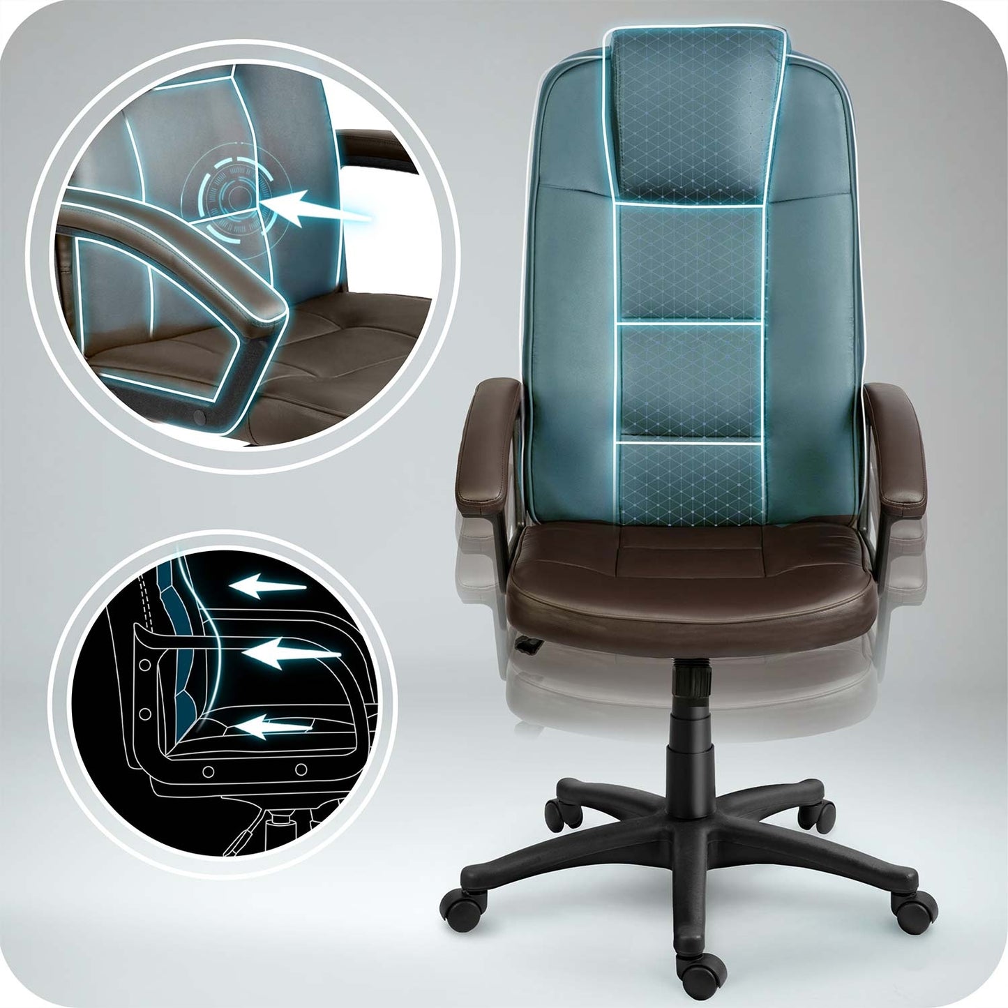 Ergonomic Office Chair, Dark Brown, Adjustable Height