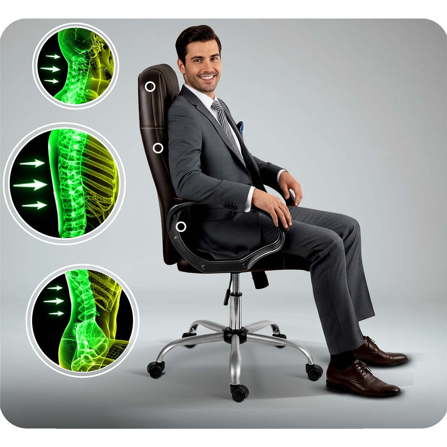 Ergonomic Office Chair, Dark Brown, Adjustable Height