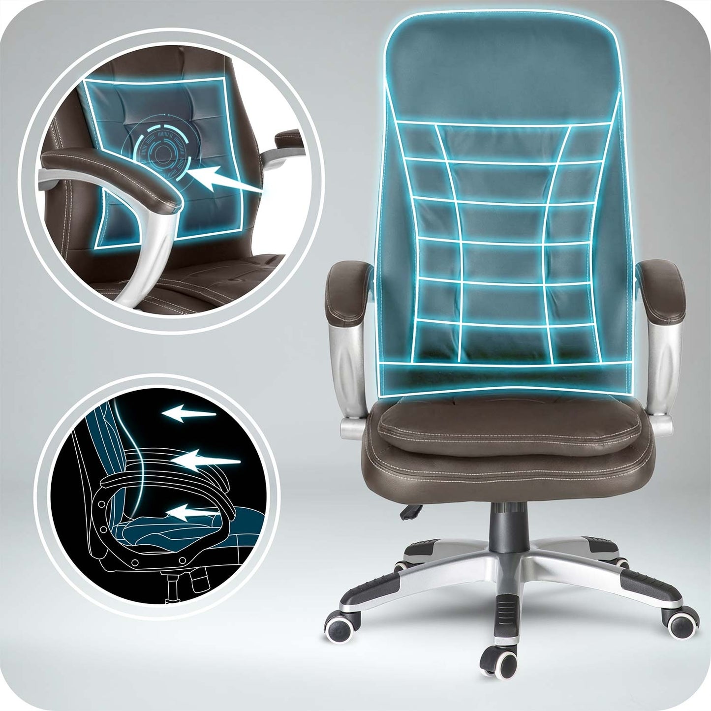 Ergonomic Office Chair, Dark Brown, Adjustable Height